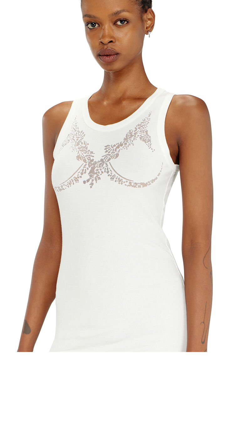 Vestido mini tipo tank con efecto encaje devor&eacute;