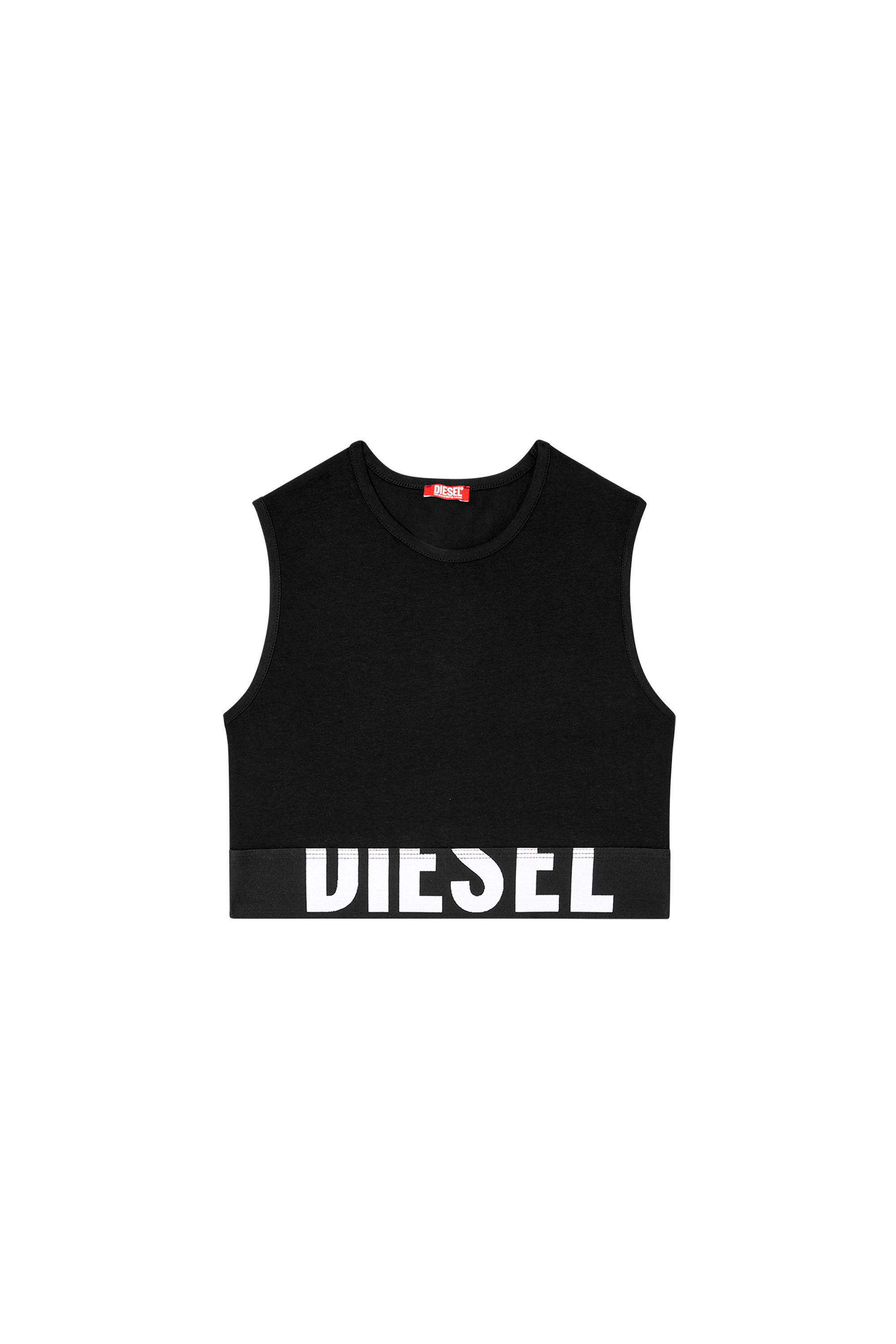 Diesel - ADA-D-POP, Camiseta con tirantes recortada con logotipo recortado Mujer in Negro - 2