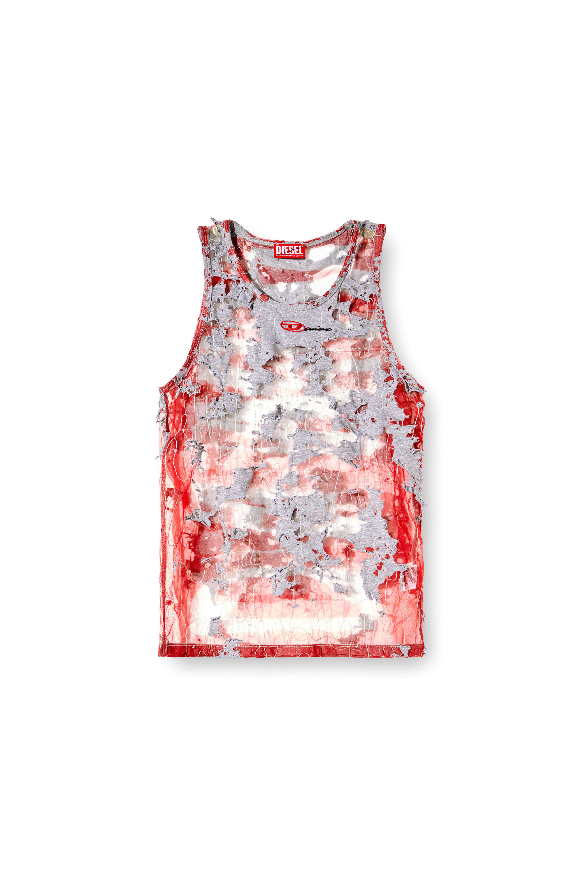 Diesel - T-LIFTY-DEVOR-DD, Camiseta con tirantes destruida de tejido devoré Unisex in Multicolor - 2