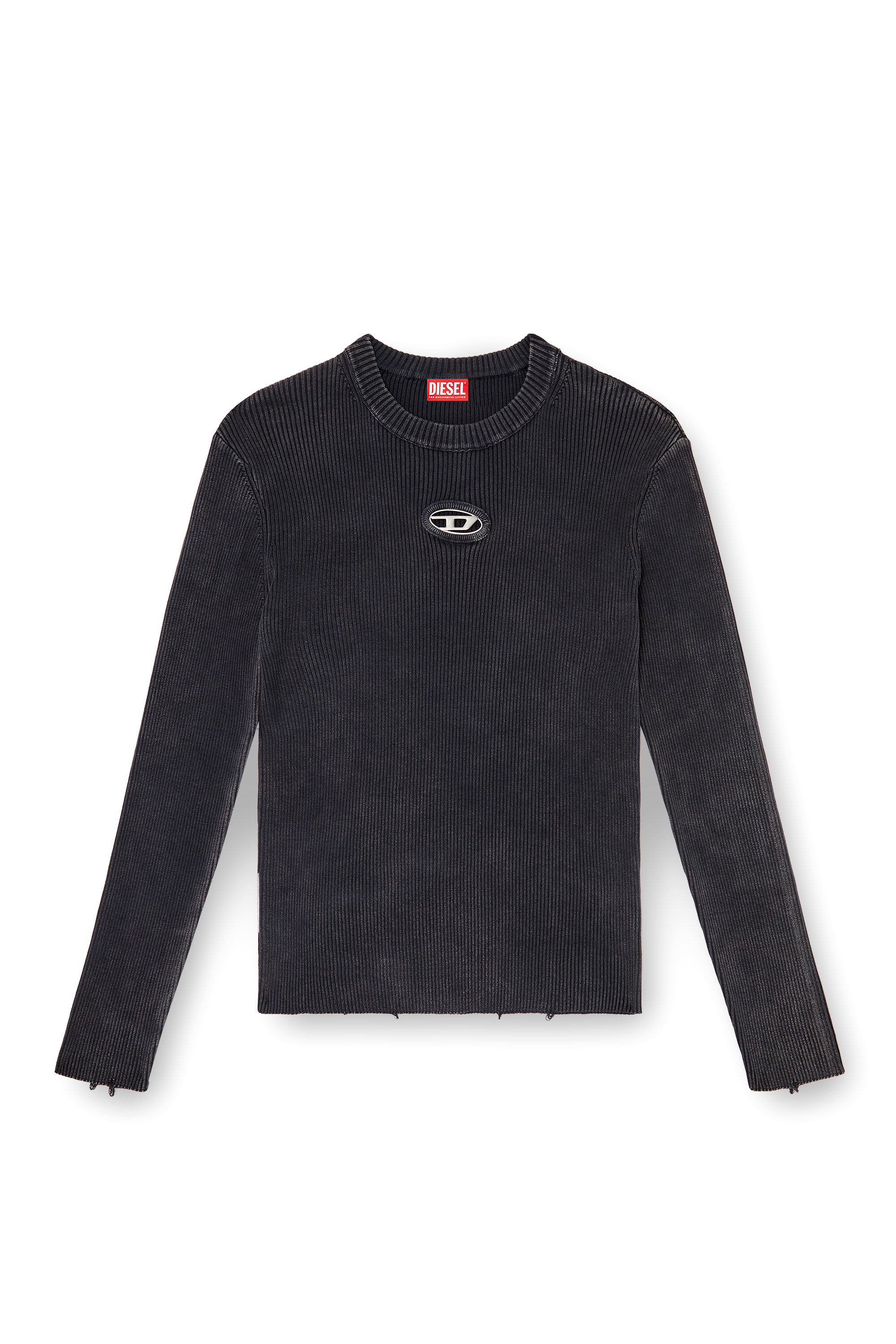 Diesel - K-DARIN-D, Jersey desgastado con logotipo recortado Hombre in Negro - 2