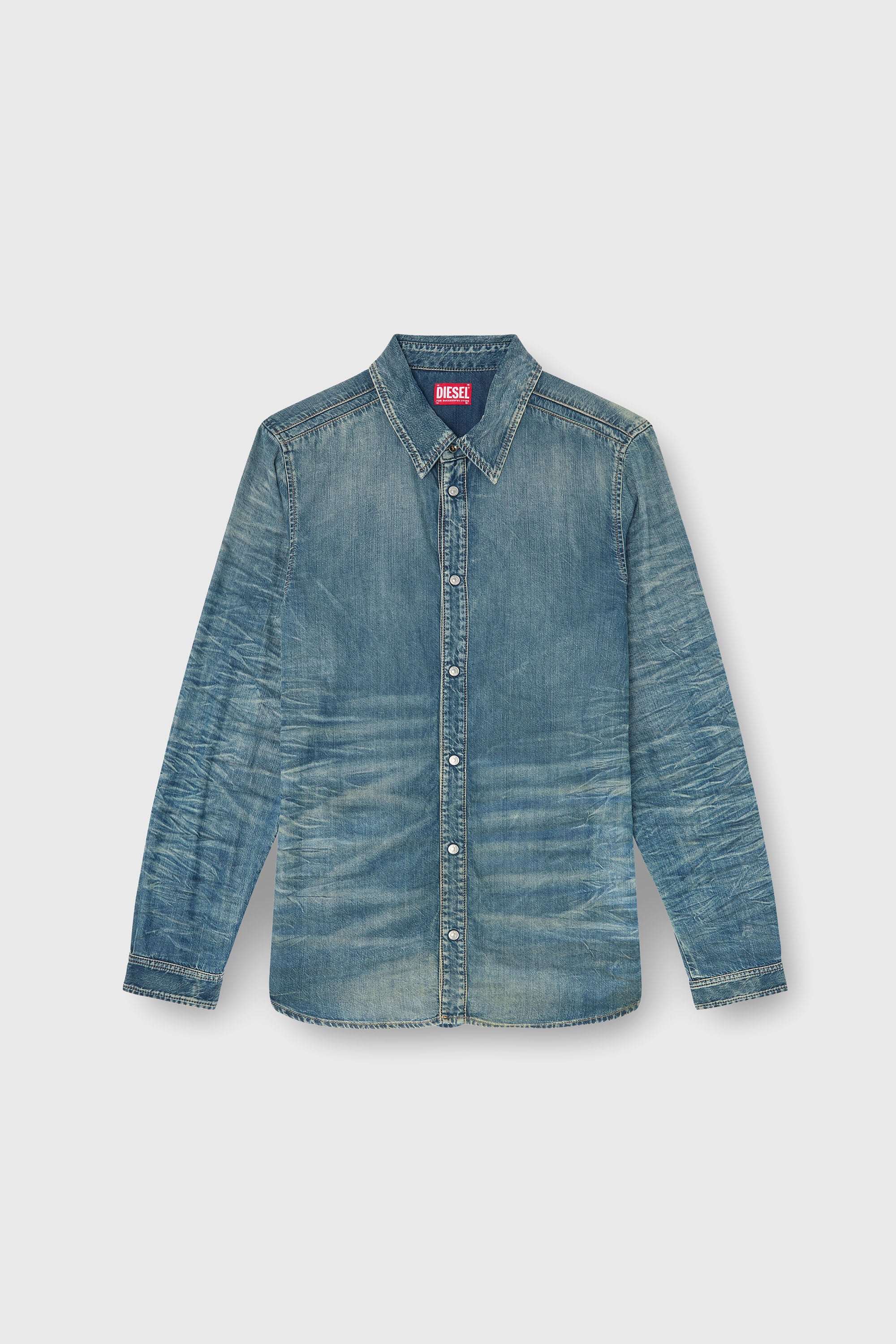 Diesel - D-SYNAR-FSJ4, Camisa de denim arrugado con efecto sucio Hombre in ToBeDefined - 2