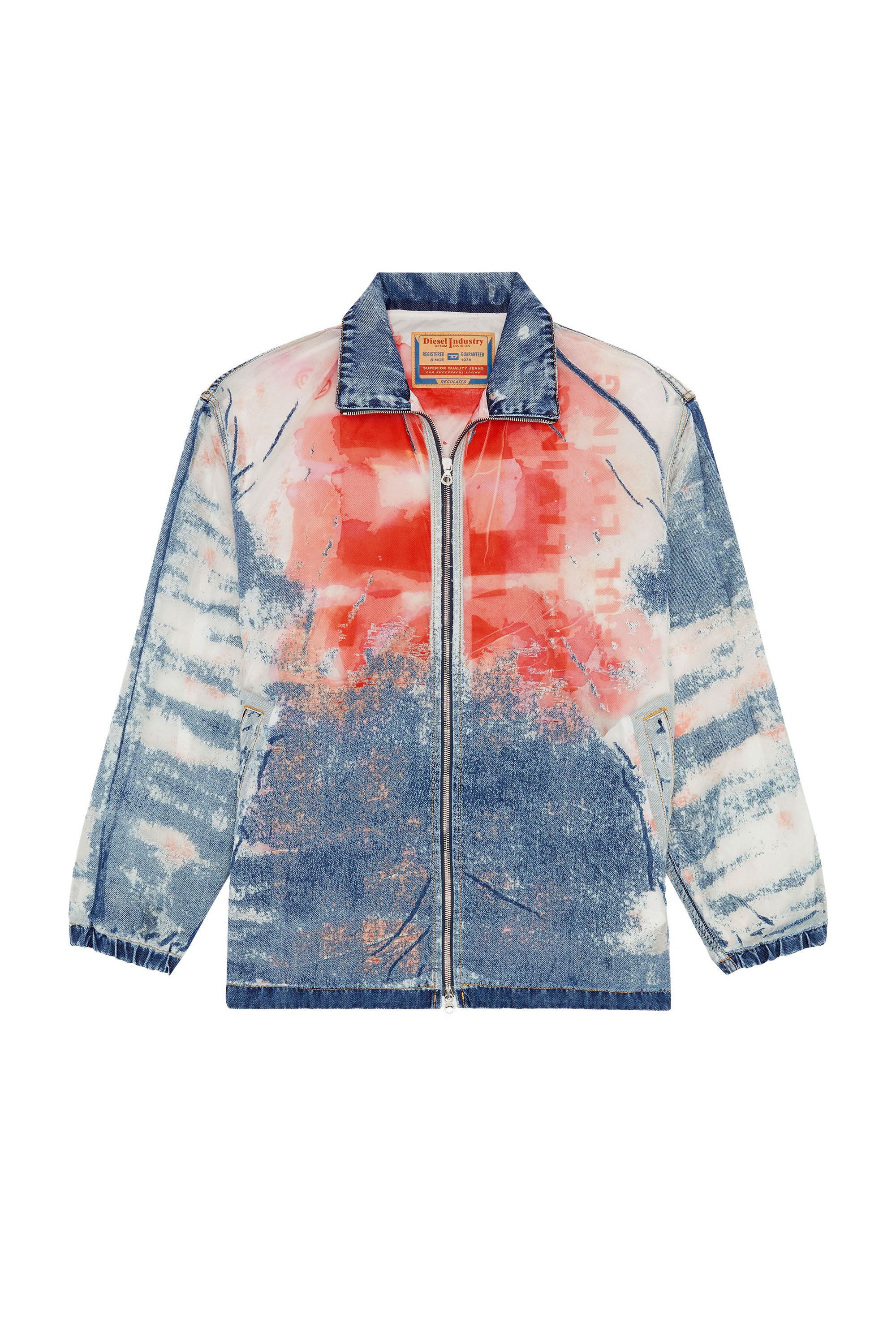 Chaqueta en denim dévoré con logotipo Hombre | Multicolor | Diesel