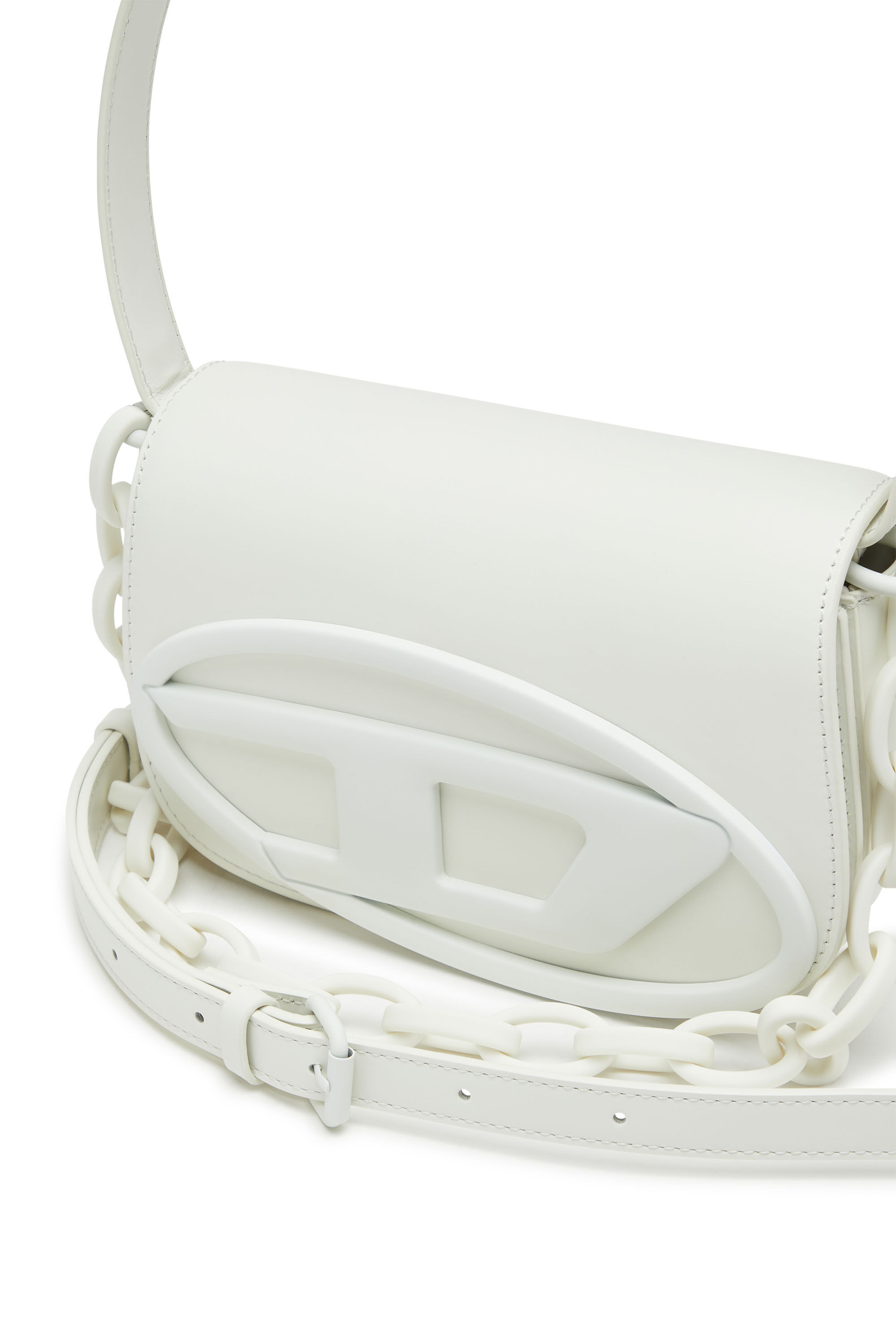 1DR Bolso de hombro iconico de cuero mate Mujer Blanco Diesel