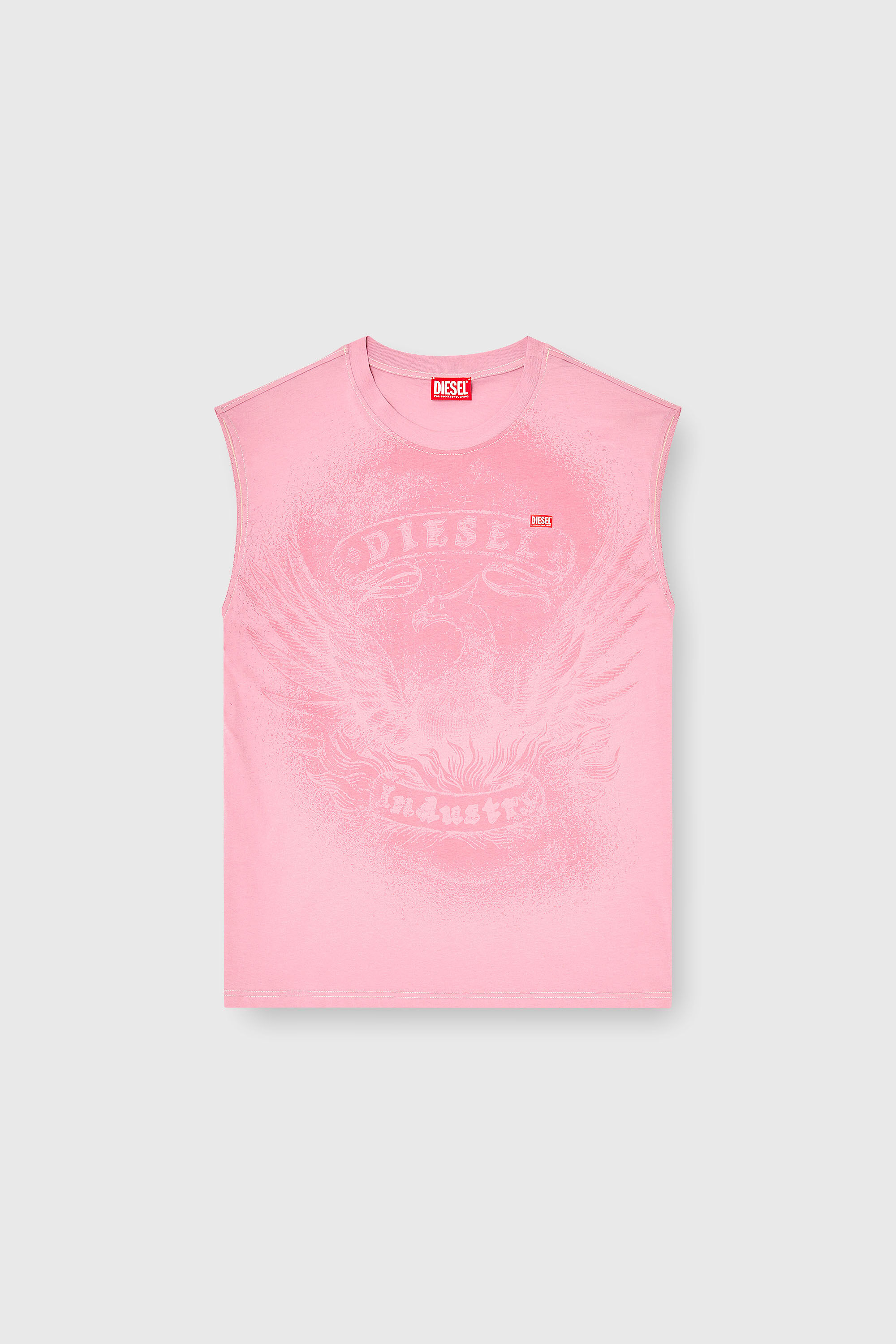 Diesel - T-BOXT-SL-NOTCH, Top sin mangas de algod&oacute;n con gr&aacute;fico tonal Hombre in Rosa - 2