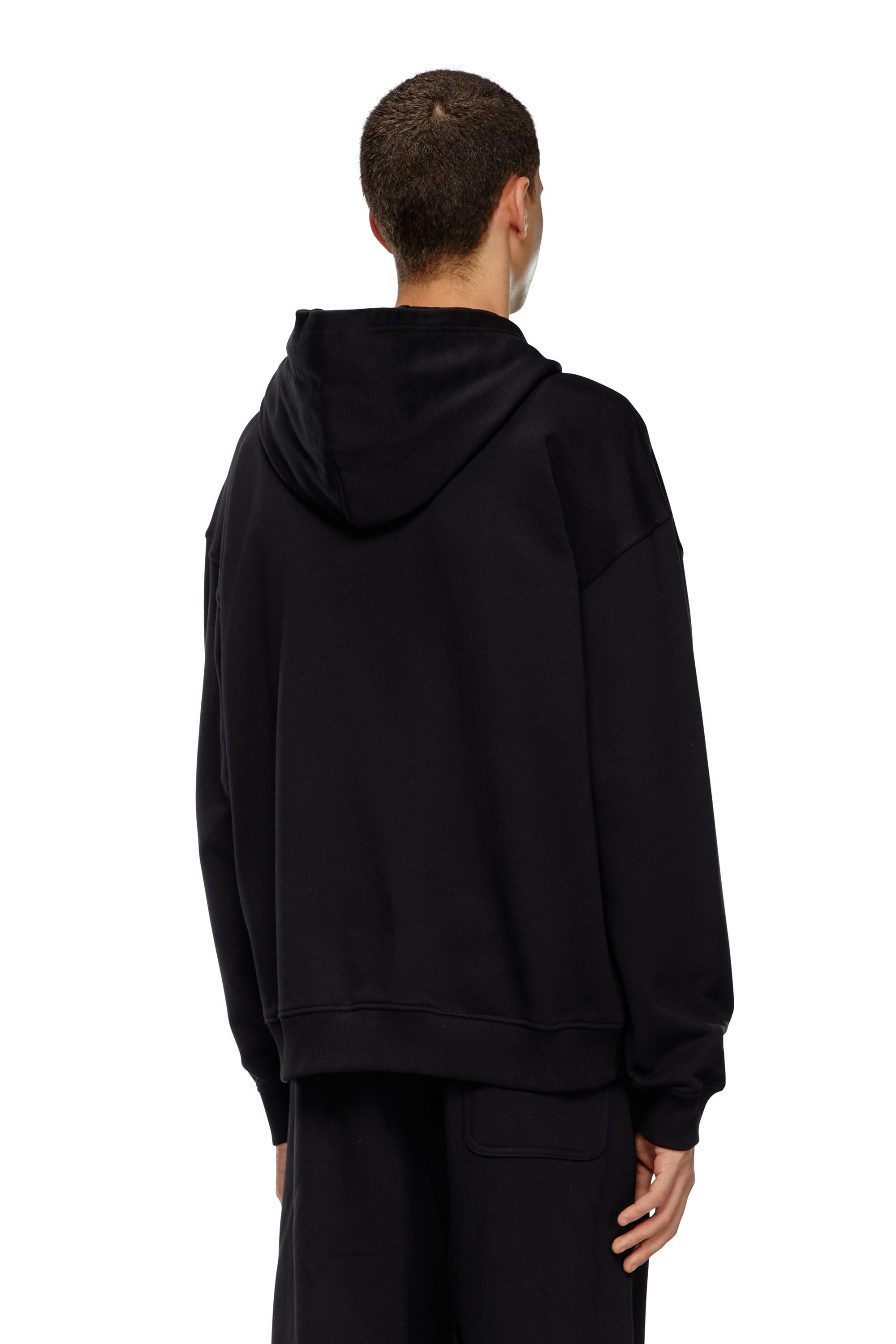 Sudadera con capucha y cremallera con bordado Diesel Hombre | Negro | Diesel