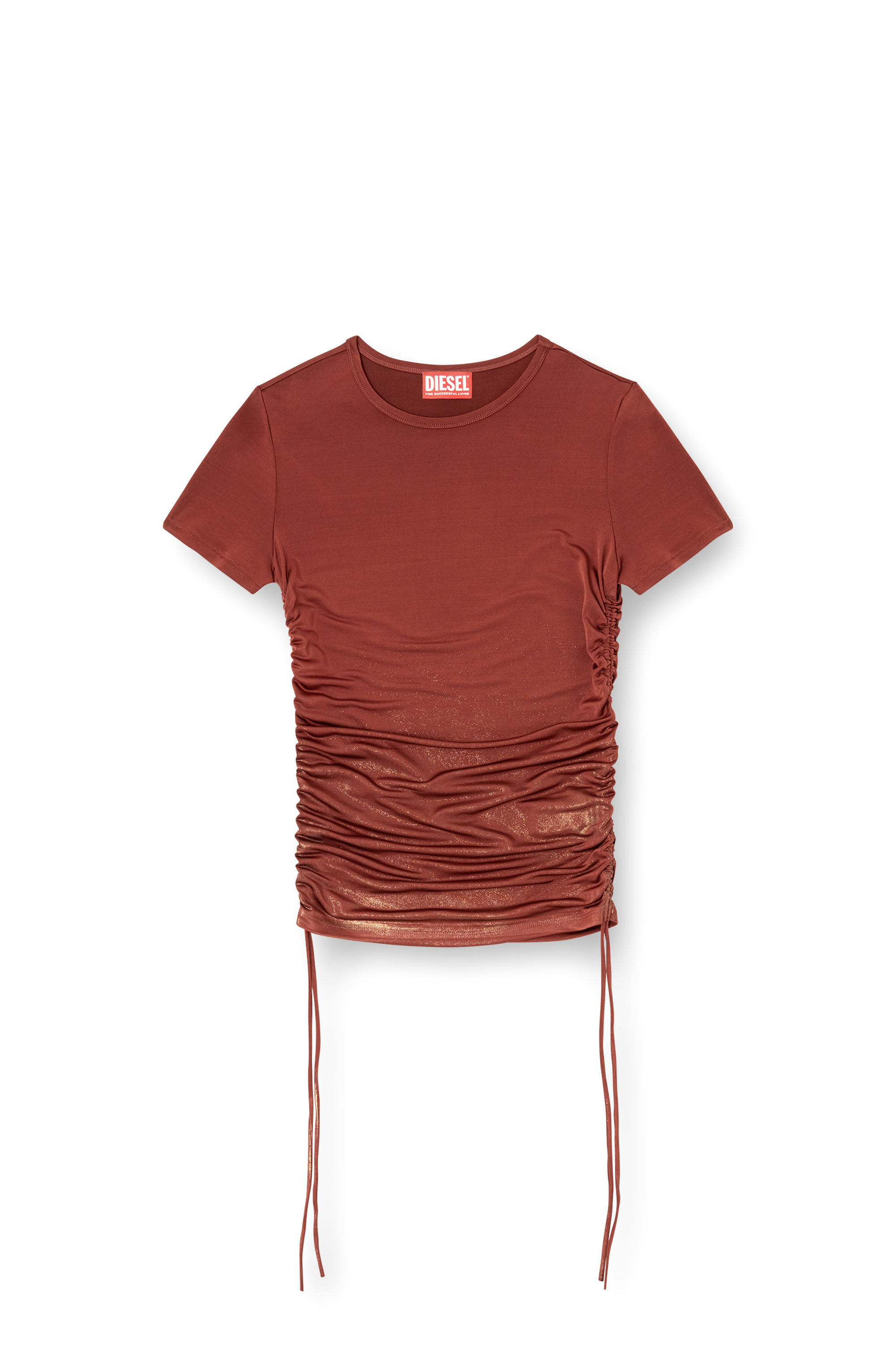 Diesel - T-REY, Top de jersey con cordones en los lados Mujer in Marrón - 2