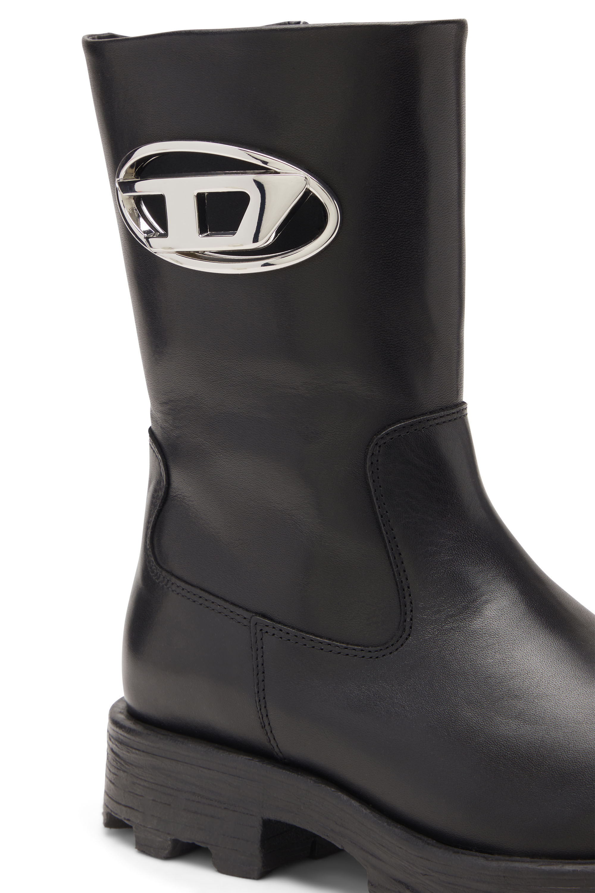 Diesel - D-HAMMER BKR D W, D-Hammer-Botas tipo motorista de cuero brillante Mujer in Negro - 6