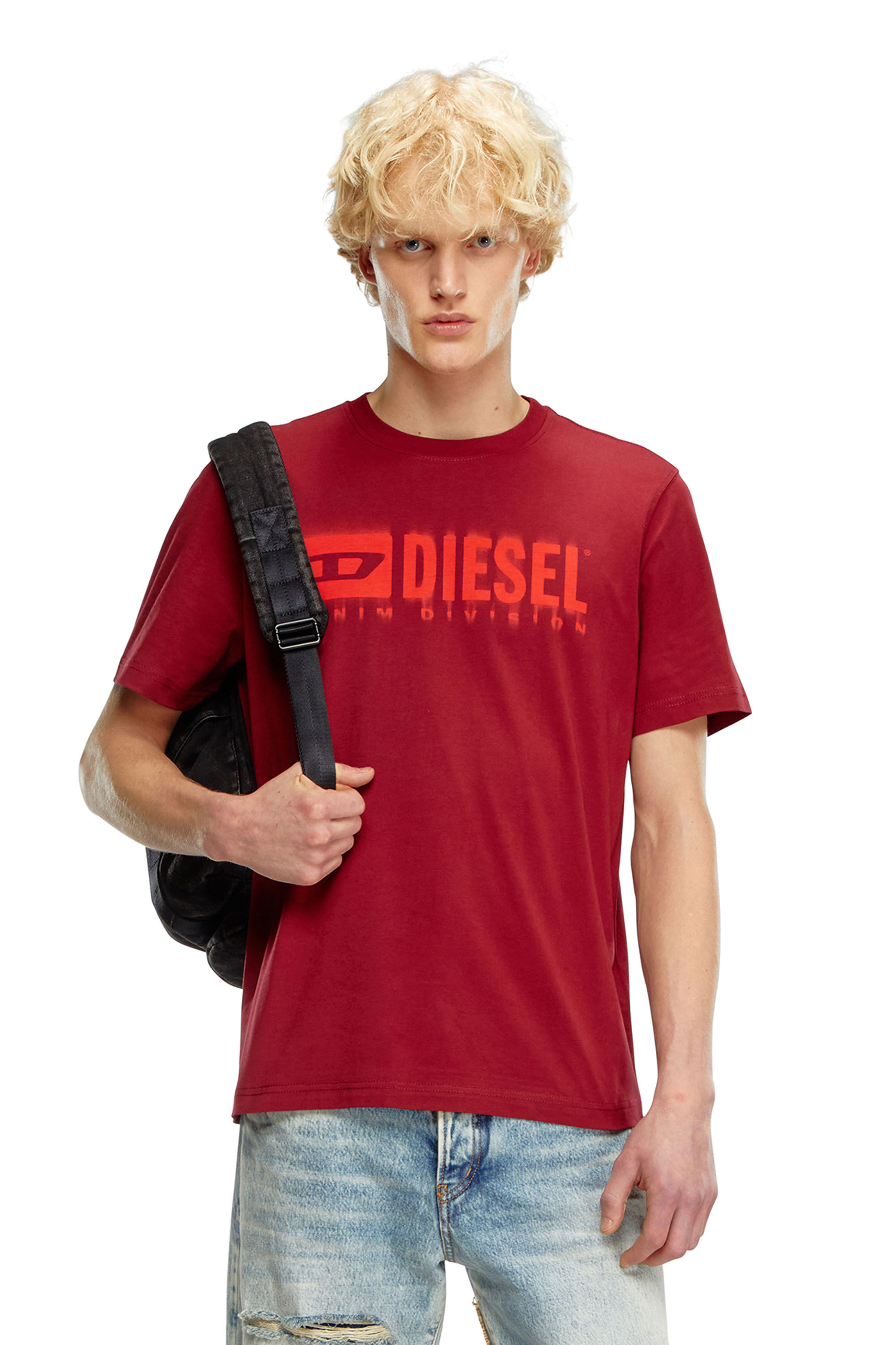 Diesel - T-ADJUST-Q7, Hombre Camiseta con logotipo Diesel borroso in Rojo - Image 3