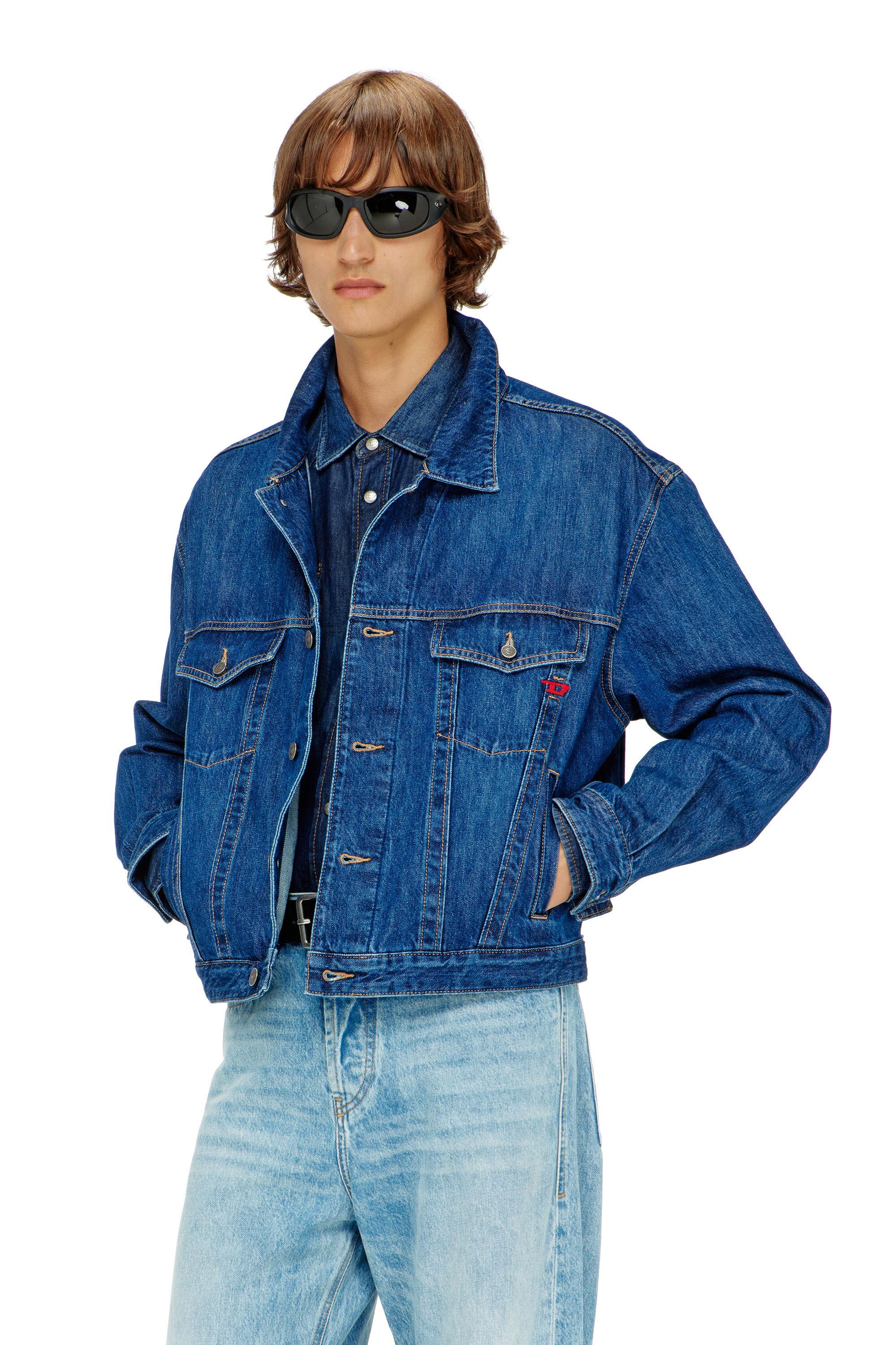 Diesel - D-RANGER, Chaqueta trucker de denim Hombre in Azul marino - 3