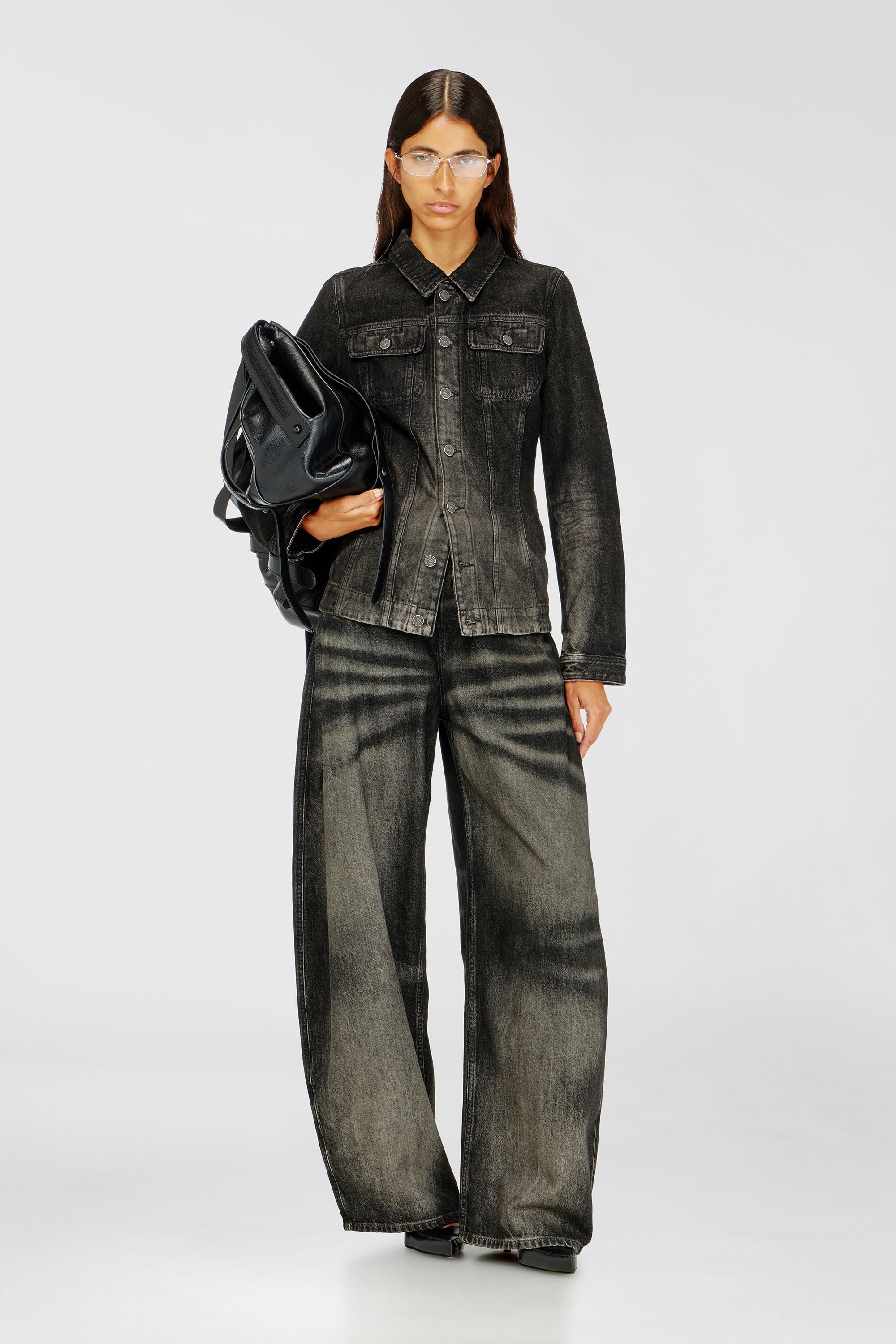 Diesel - Relaxed Jeans 1987 D-Khelz 09R33 Mujer, Negro/Gris oscuro - 1