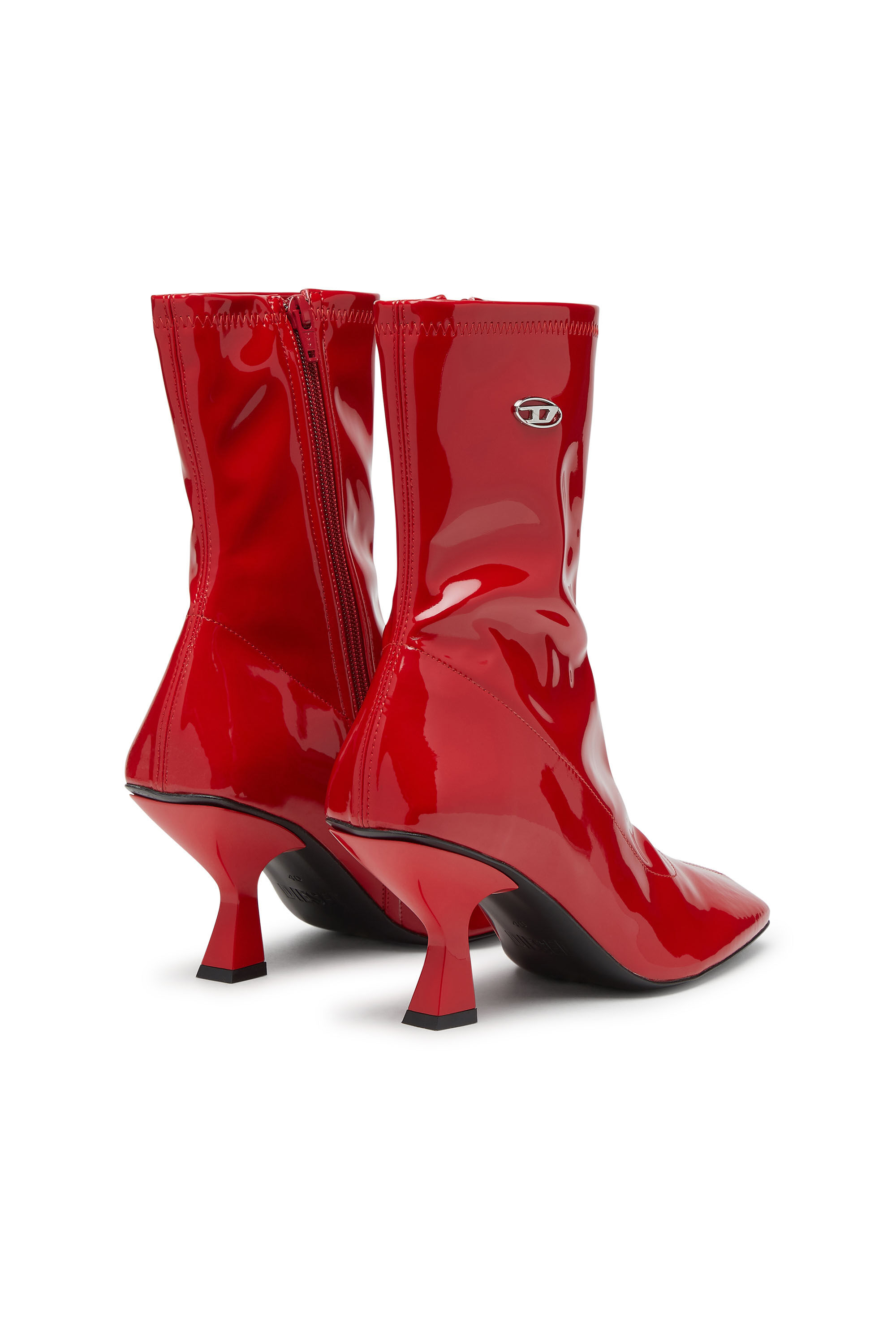 Diesel - D-AMBER MD BT, D-Amber-Botines de poliuretano elástico de charol Mujer in Rojo - 3