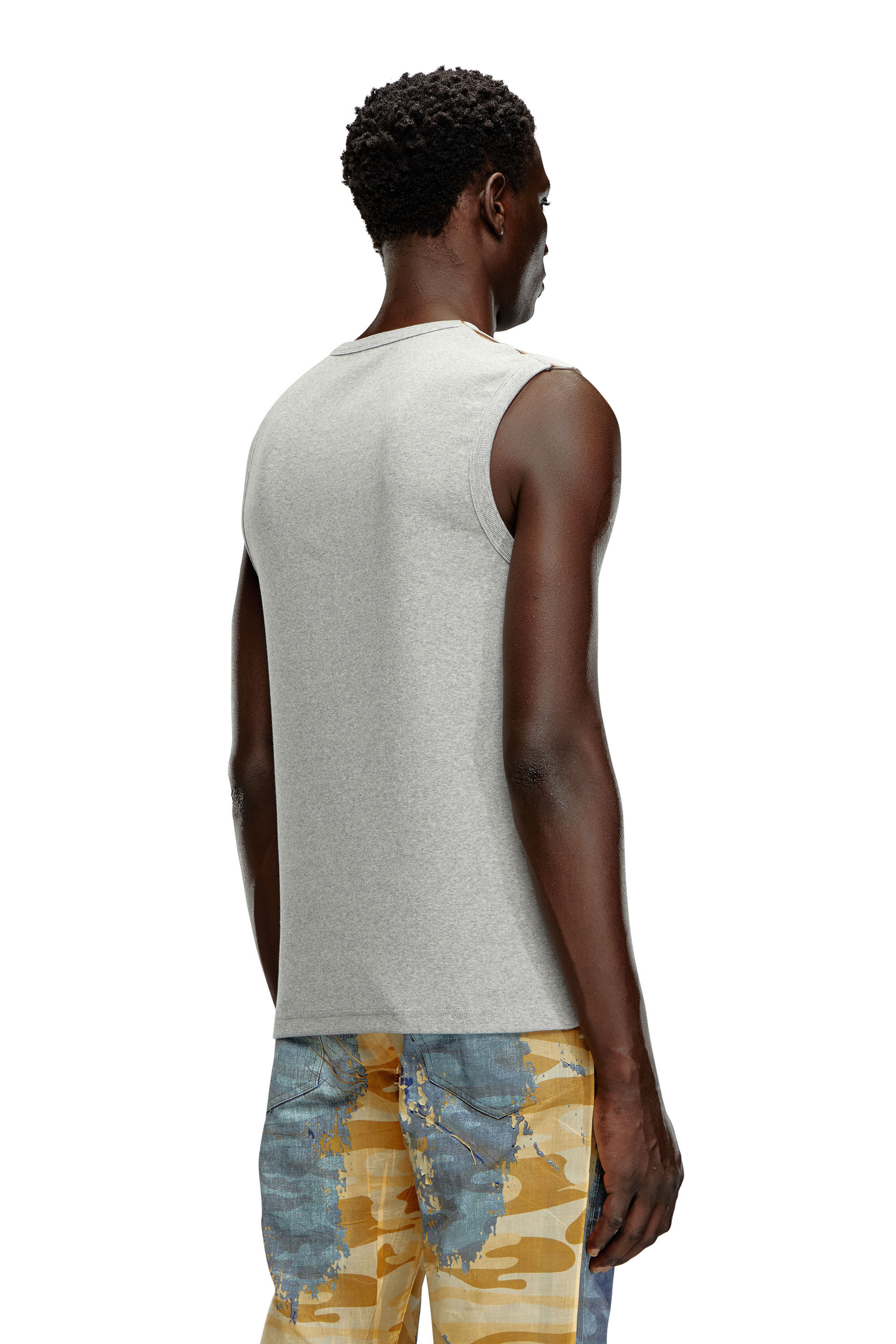 Diesel - T-BISCO-BURN-ART, Top de tul con estampado de plástico en llamas Hombre in Multicolor - 4
