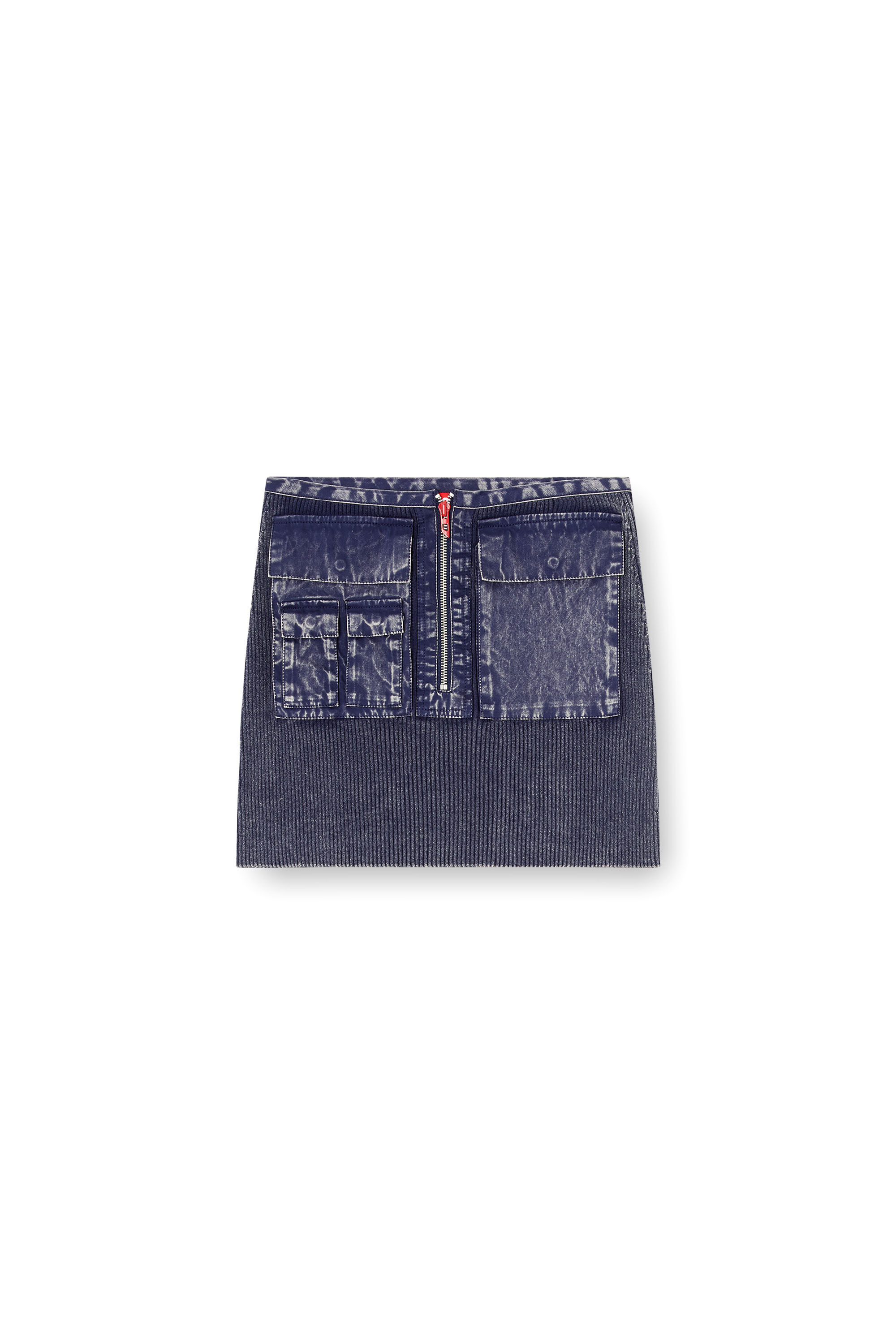 Diesel - M-MERYN-SHORT, Minifalda en canalé con tratamiento denim Mujer in Azul marino - 2