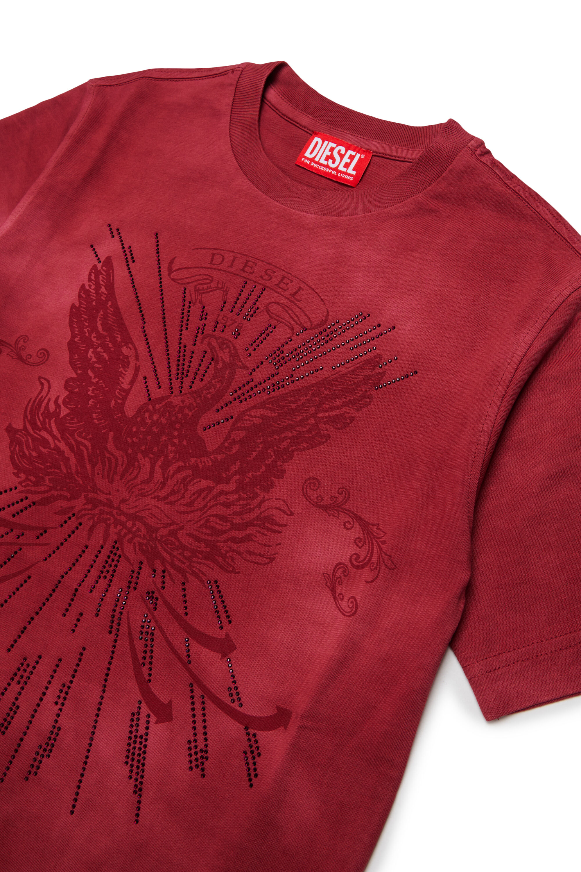 Diesel - TFIN OVER, Camiseta con motivo de f&eacute;nix decorado Hombre in Rojo - 3