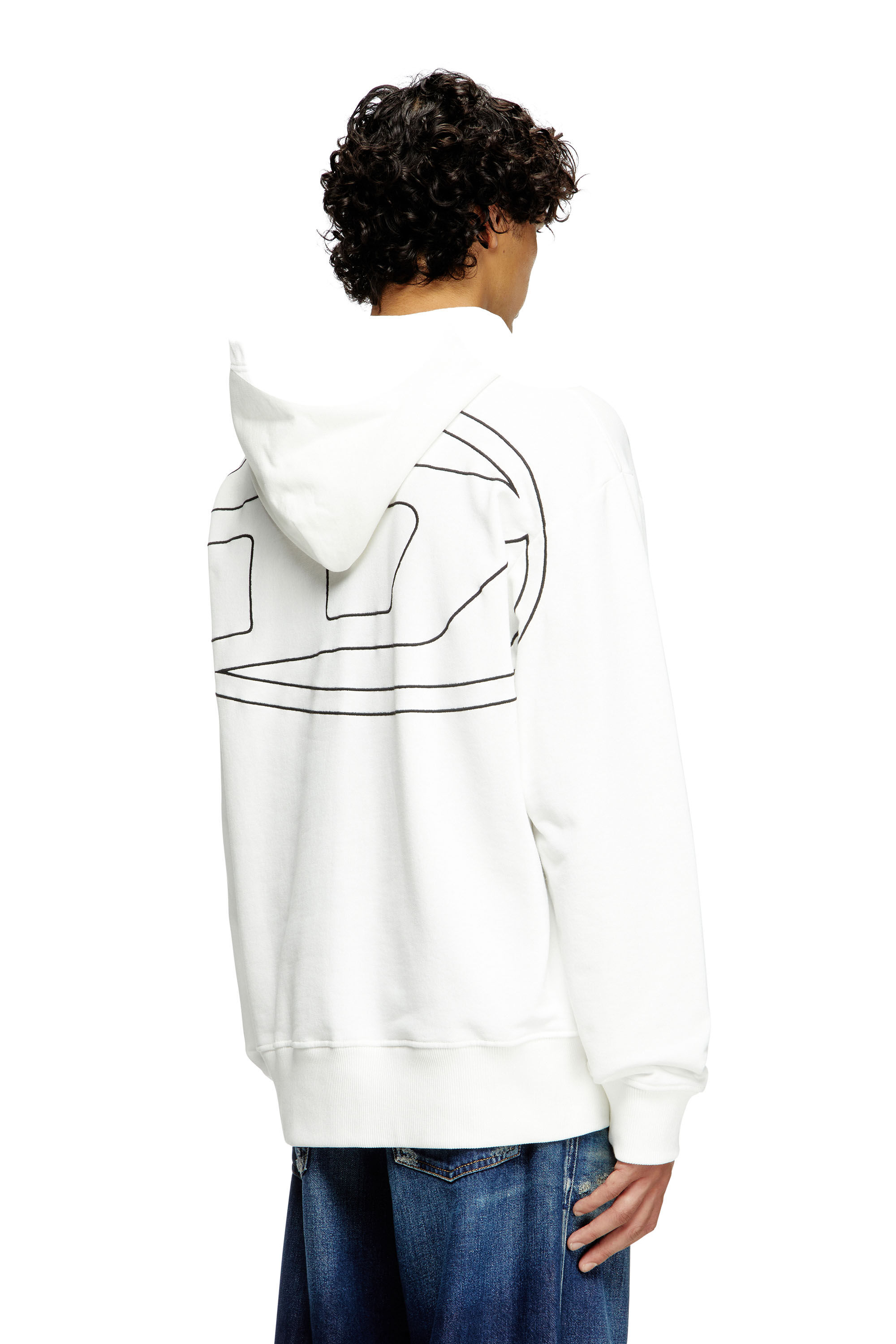 Diesel - S-MACS-HOOD-MEGOVAL-D, Sudadera con capucha con bordado del logotipo Hombre in Blanco - 4
