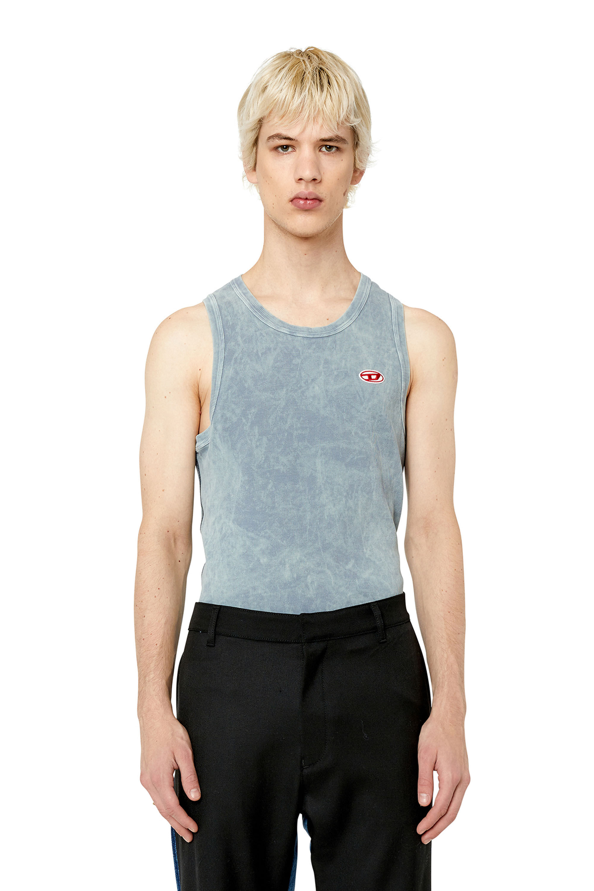 Diesel - T-WISTY-G1, Camiseta sin mangas lavada al ácido con parche con logotipo Hombre in Gris - 3