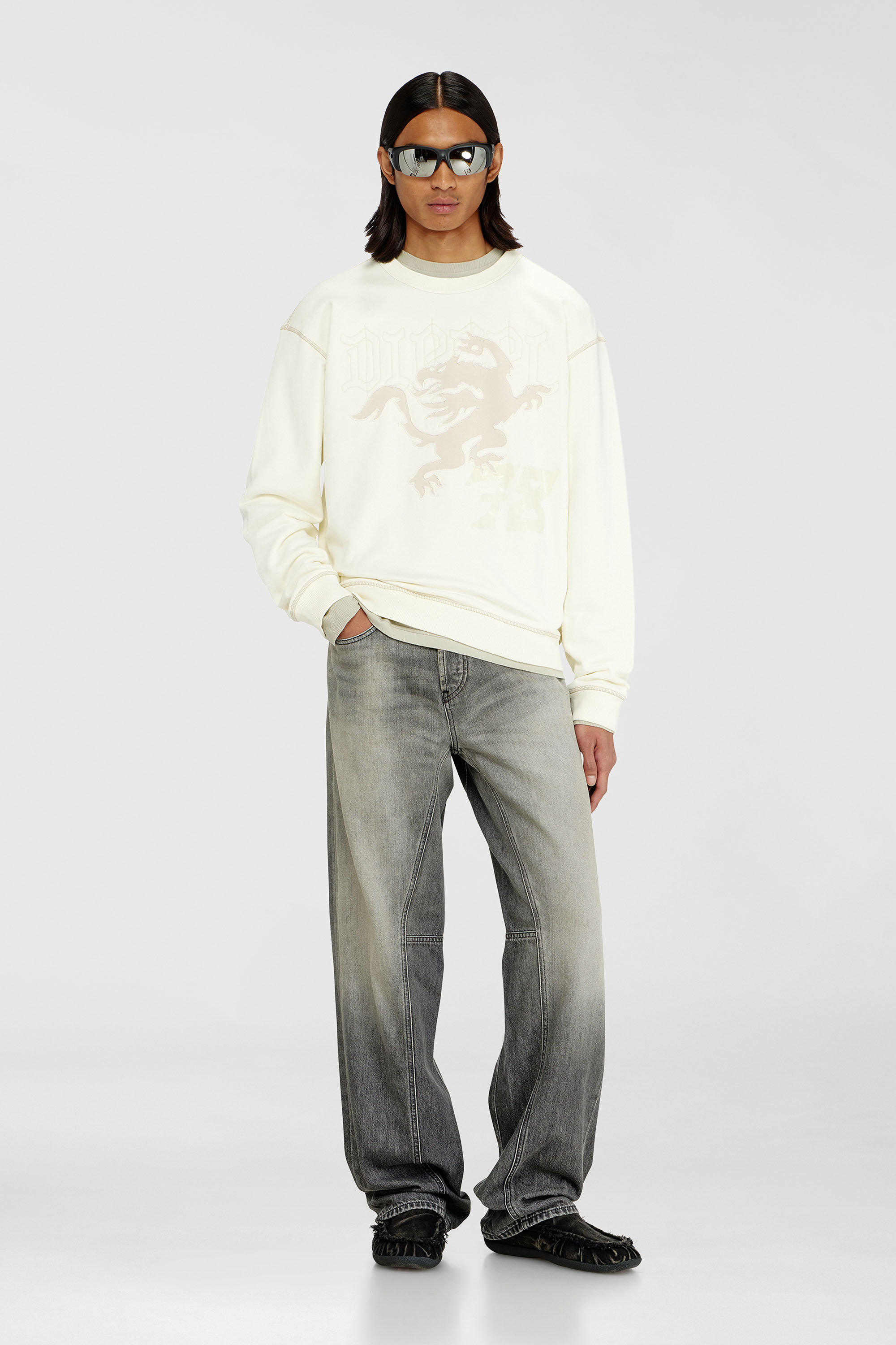 Diesel - S-NORM-AA3, Sudadera con bordado y estampado Hombre in Blanco - 1