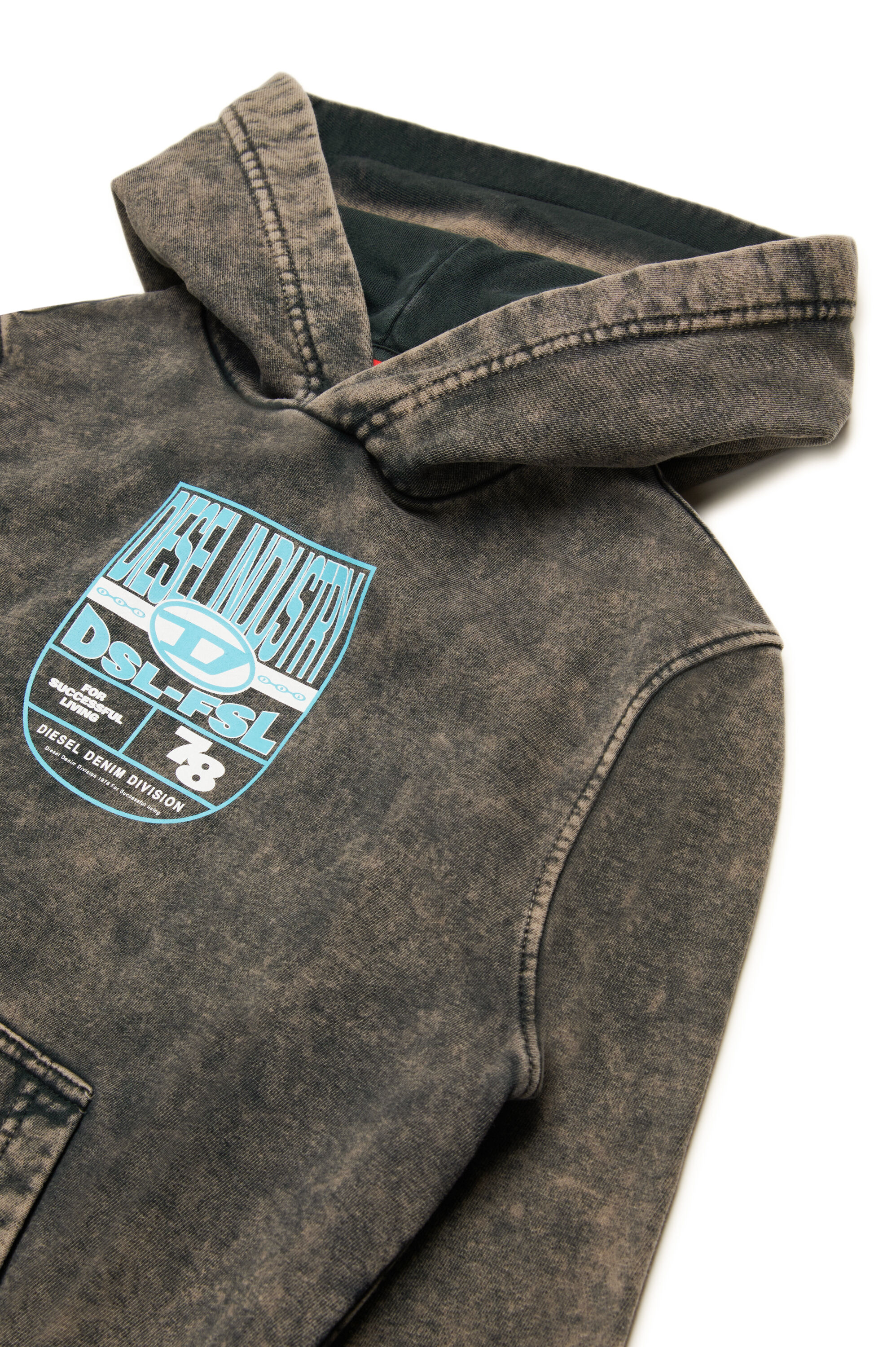 Diesel - SPRIDHOOD OVER, Sudadera con capucha marmoleada con gráfico del logotipo Hombre in Negro - 3