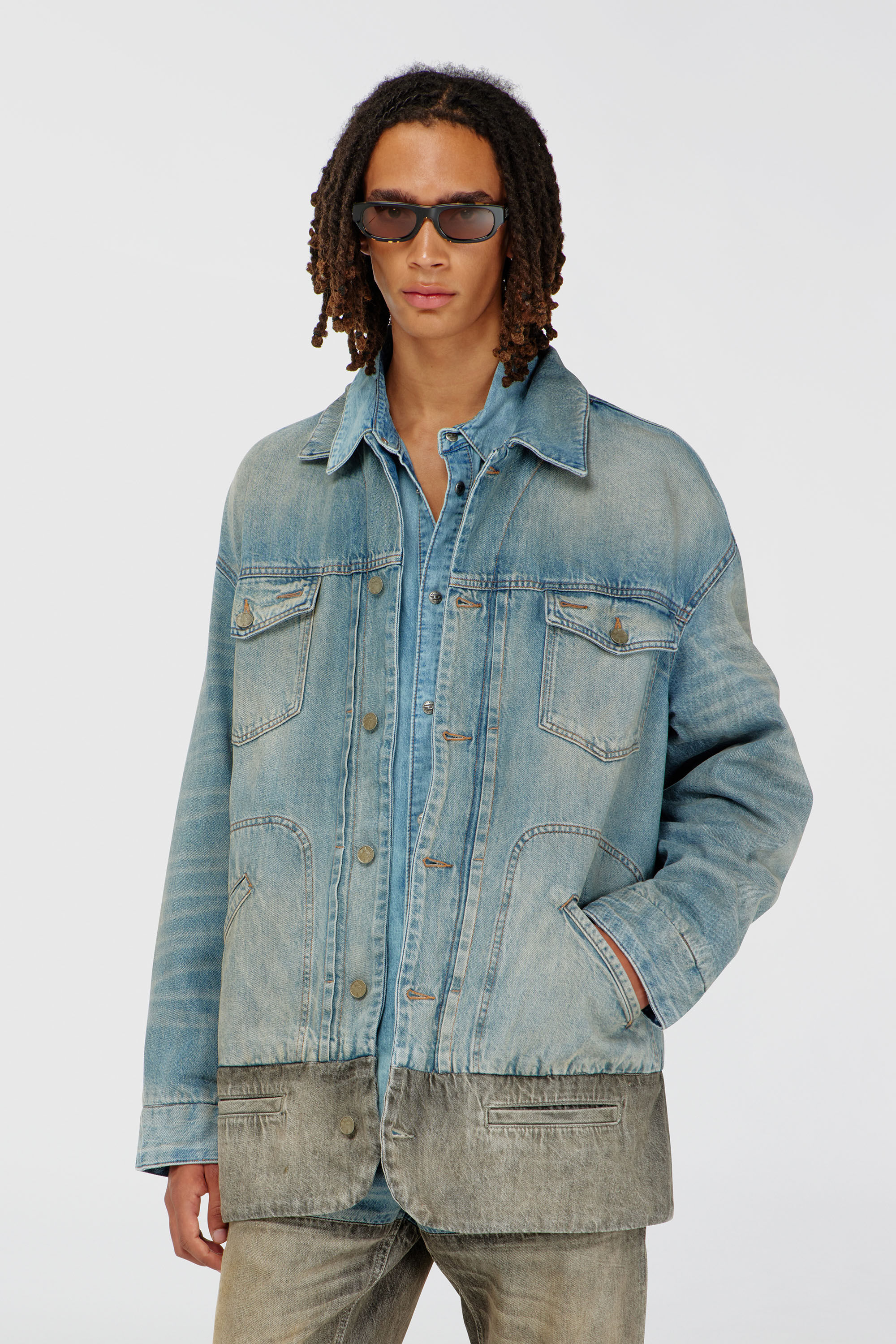 Diesel - D-ARI-S, Chaqueta vaquera con bajo en contraste Hombre in Multicolor - 3