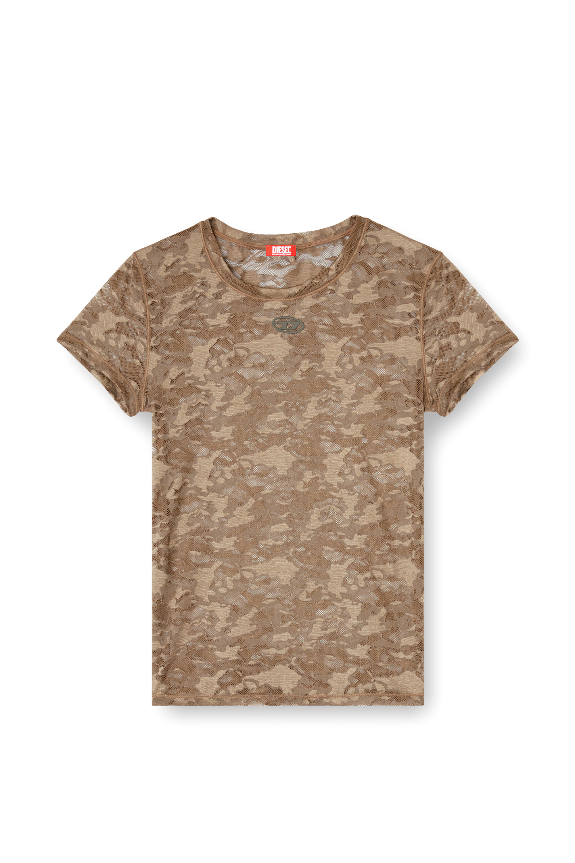 Diesel - KASIA-UTLT, Camiseta de encaje camuflado Mujer in Marrón - 2