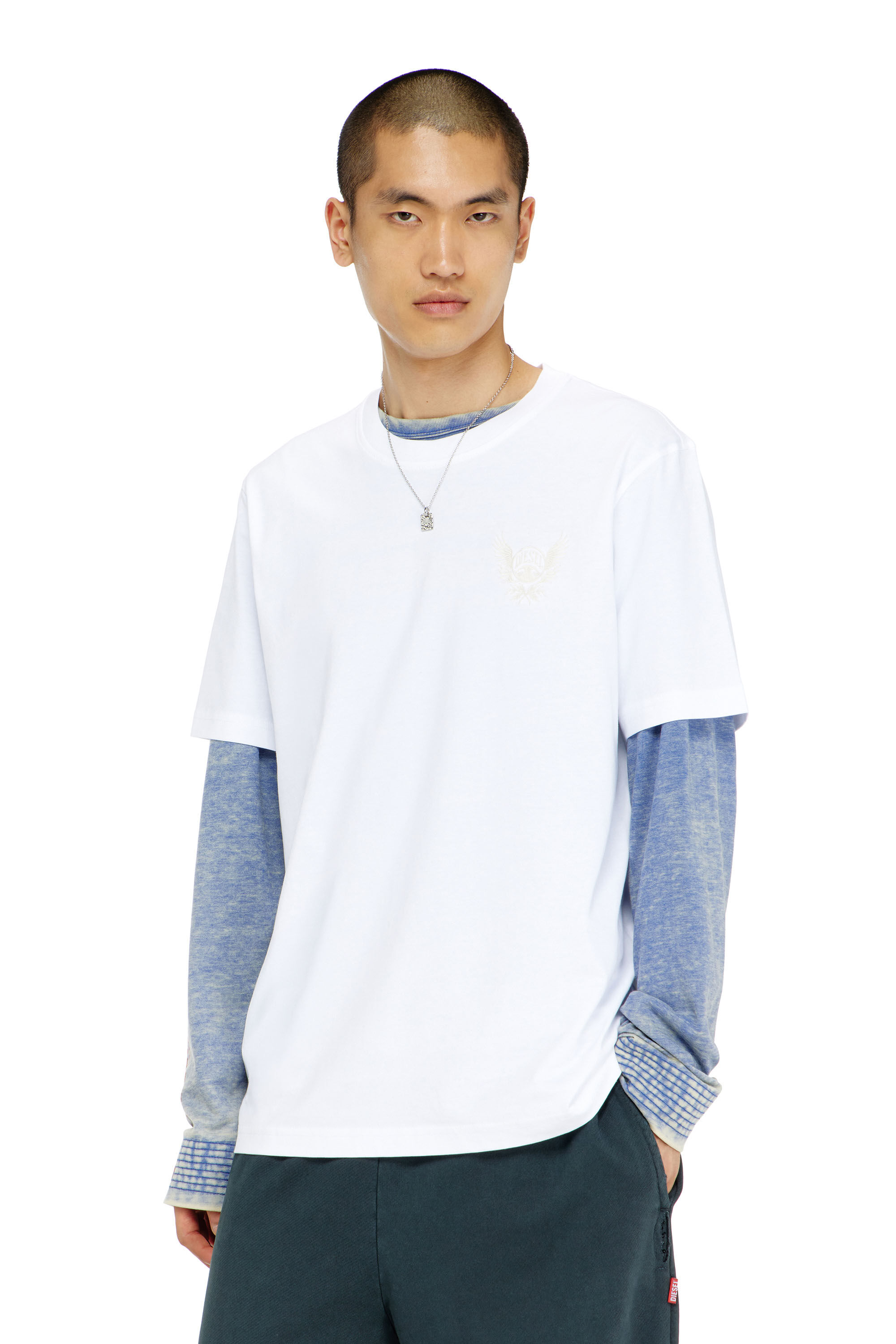 Diesel - T-ADJUST-AA8, Camiseta de algod&oacute;n con motivo de logo en el pecho Hombre in Blanco - 3