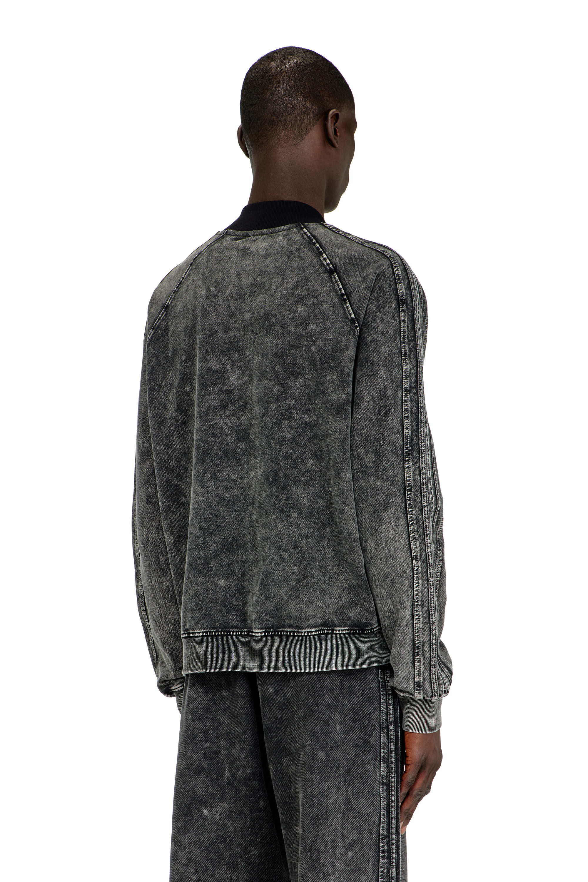 Diesel - S-ALT, Sudadera con cremallera y bandas en las mangas Hombre in Negro - 3
