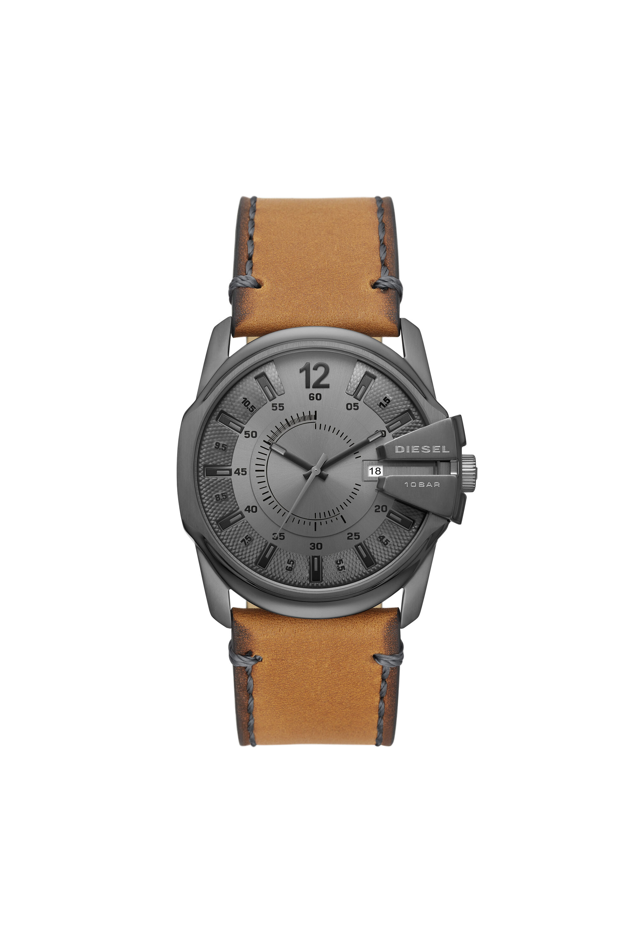 DZ1964 Hombre Reloj Master Chief con correa de cuero marron Diesel