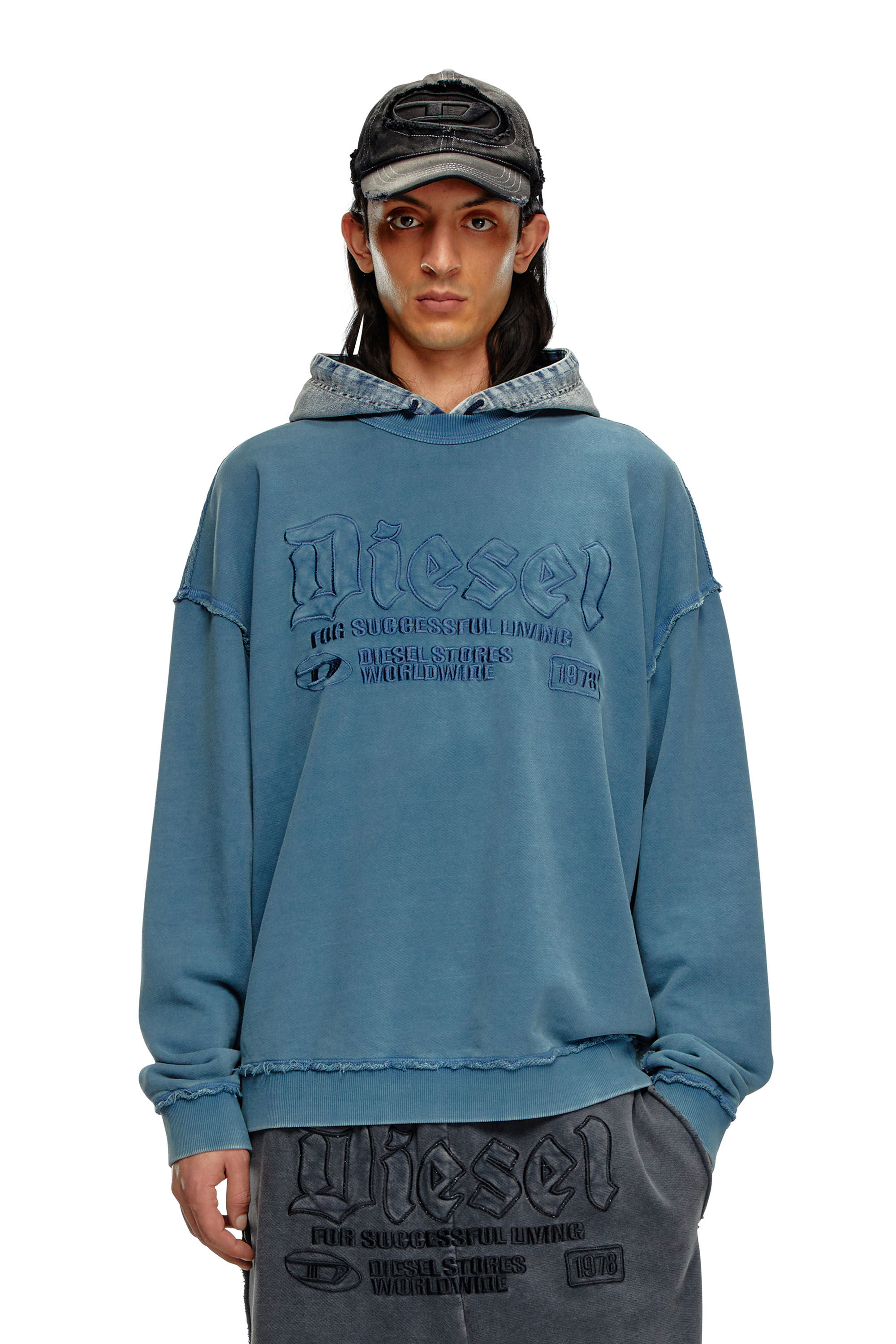 Sudadera con logotipo bordado Hombre Azul marino Diesel