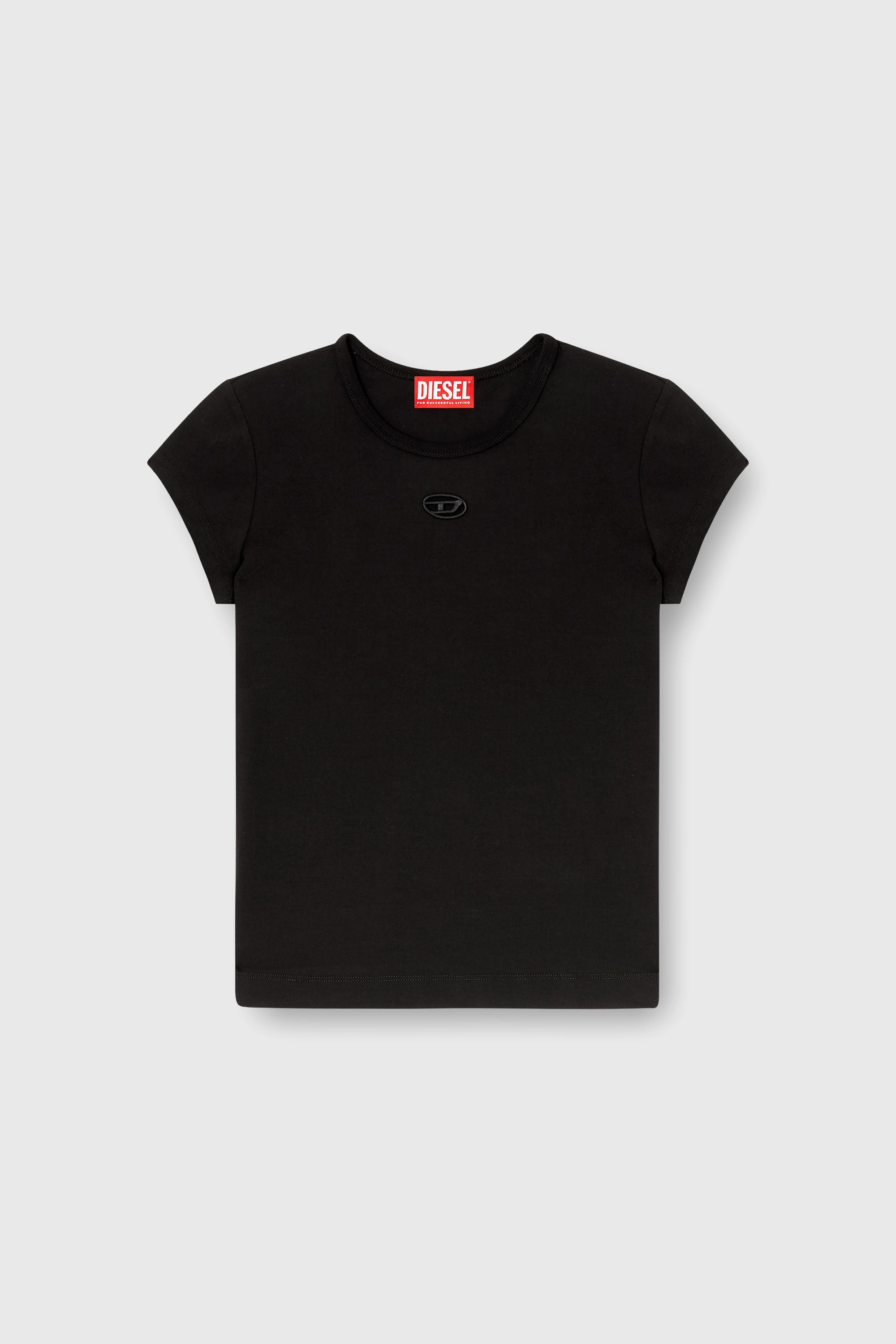 Diesel - T-ANGIE-OD, Camiseta con logotipo bordado con abertura Mujer in Negro - 2