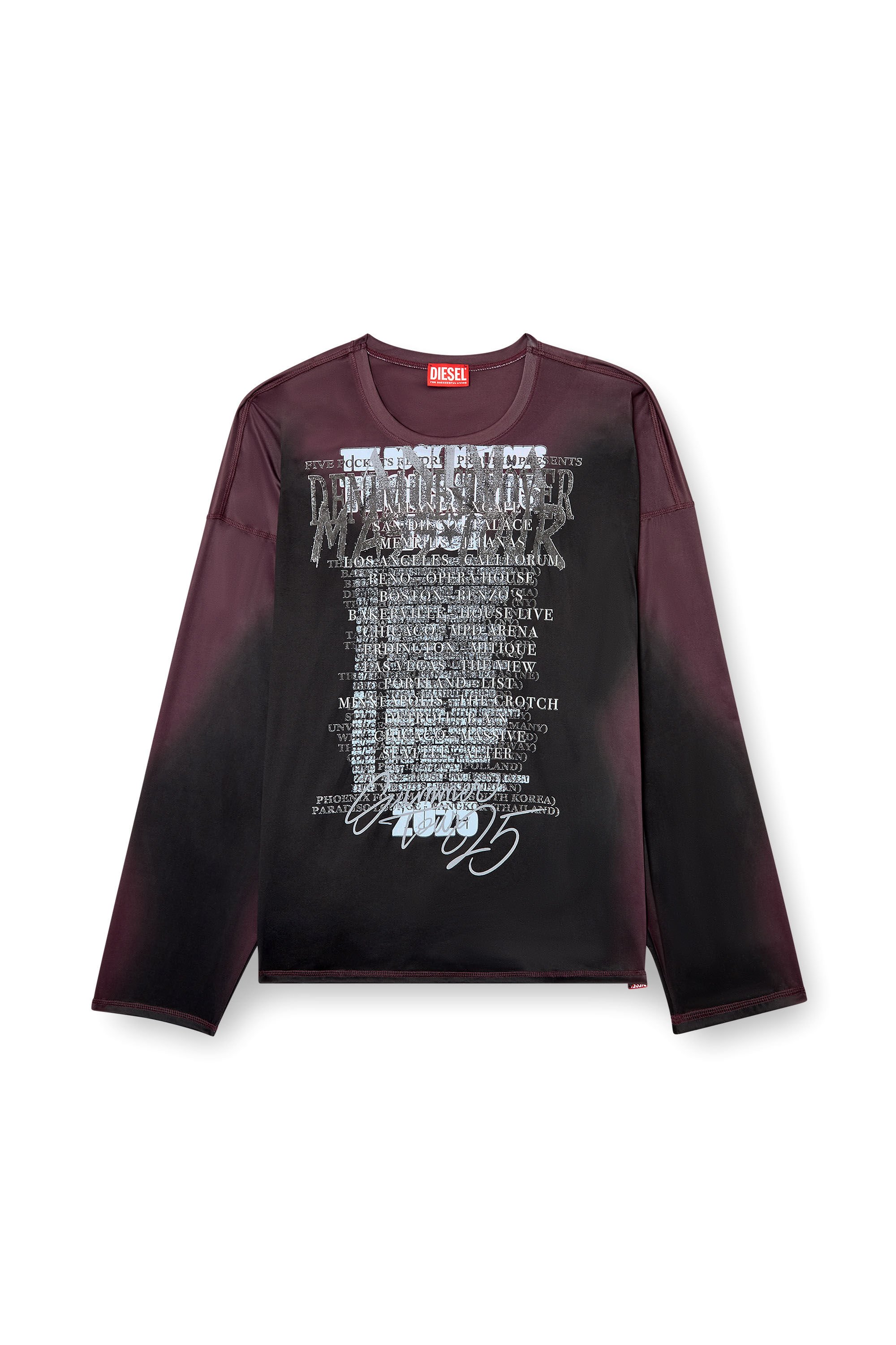Diesel - T-OLAVI-AA, Camiseta de manga larga de tejido técnico con estampado de letras de canciones Unisex in Multicolor - 2