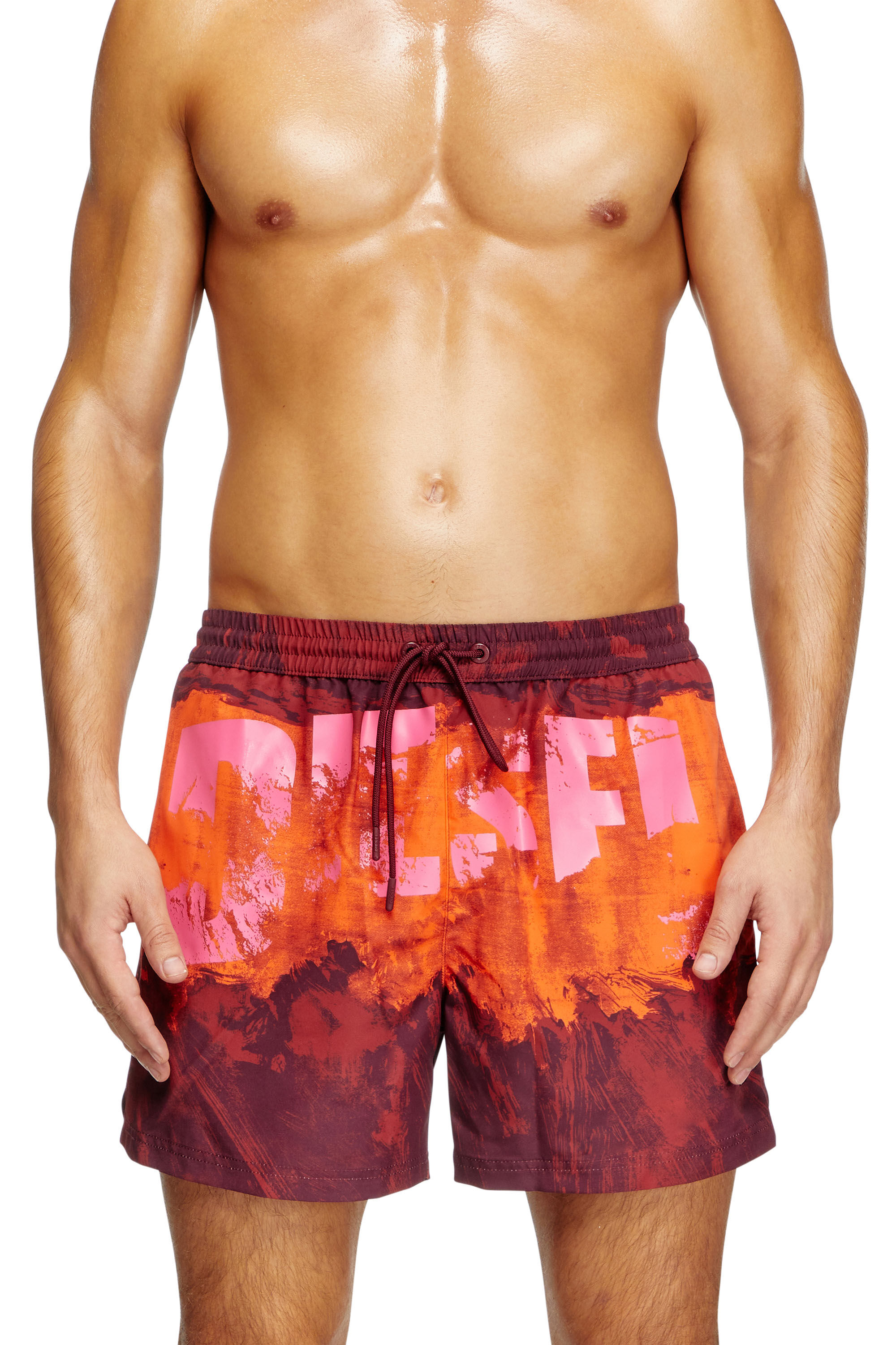 Diesel - KEN-37-D-POP, Bañador de longitud media con estampado gráfico Hombre in Rojo - 1