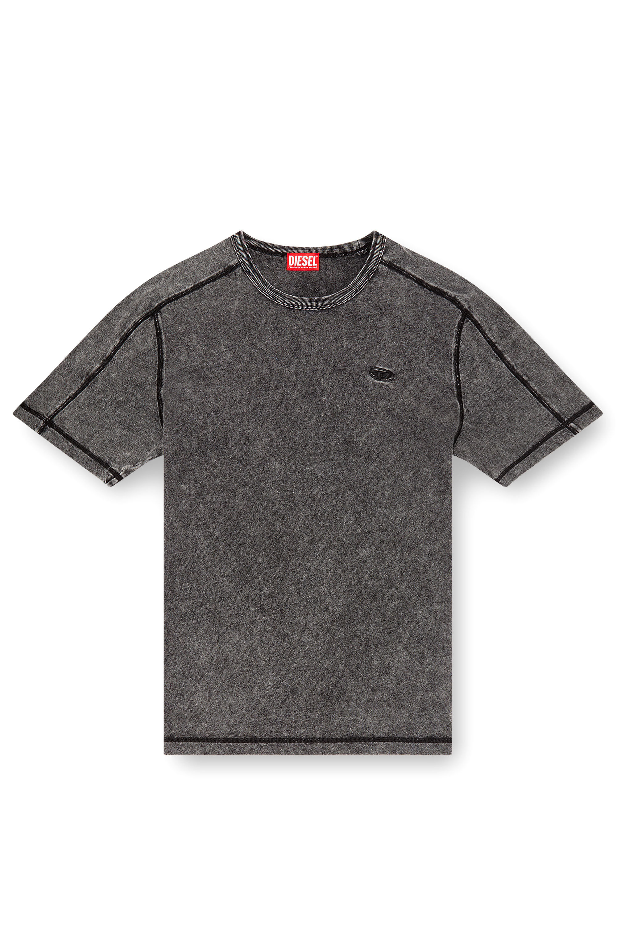 Diesel - T-ADJIND, Camiseta de tejido de aspecto denim Hombre in Negro - 2