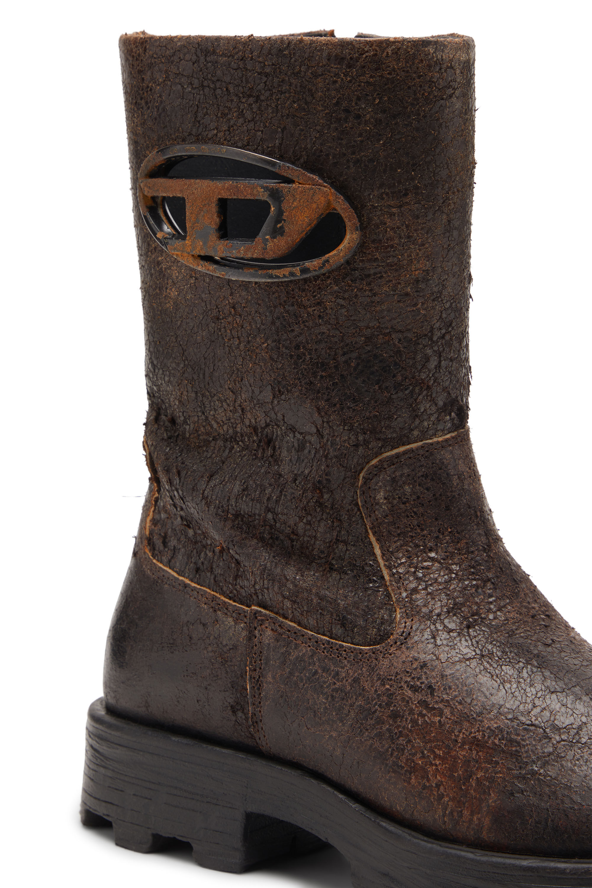 Diesel - D-HAMMER BKR D W, D-Hammer-Botas tipo motorista de ante craquelado desgastado Mujer in Marrón - 4