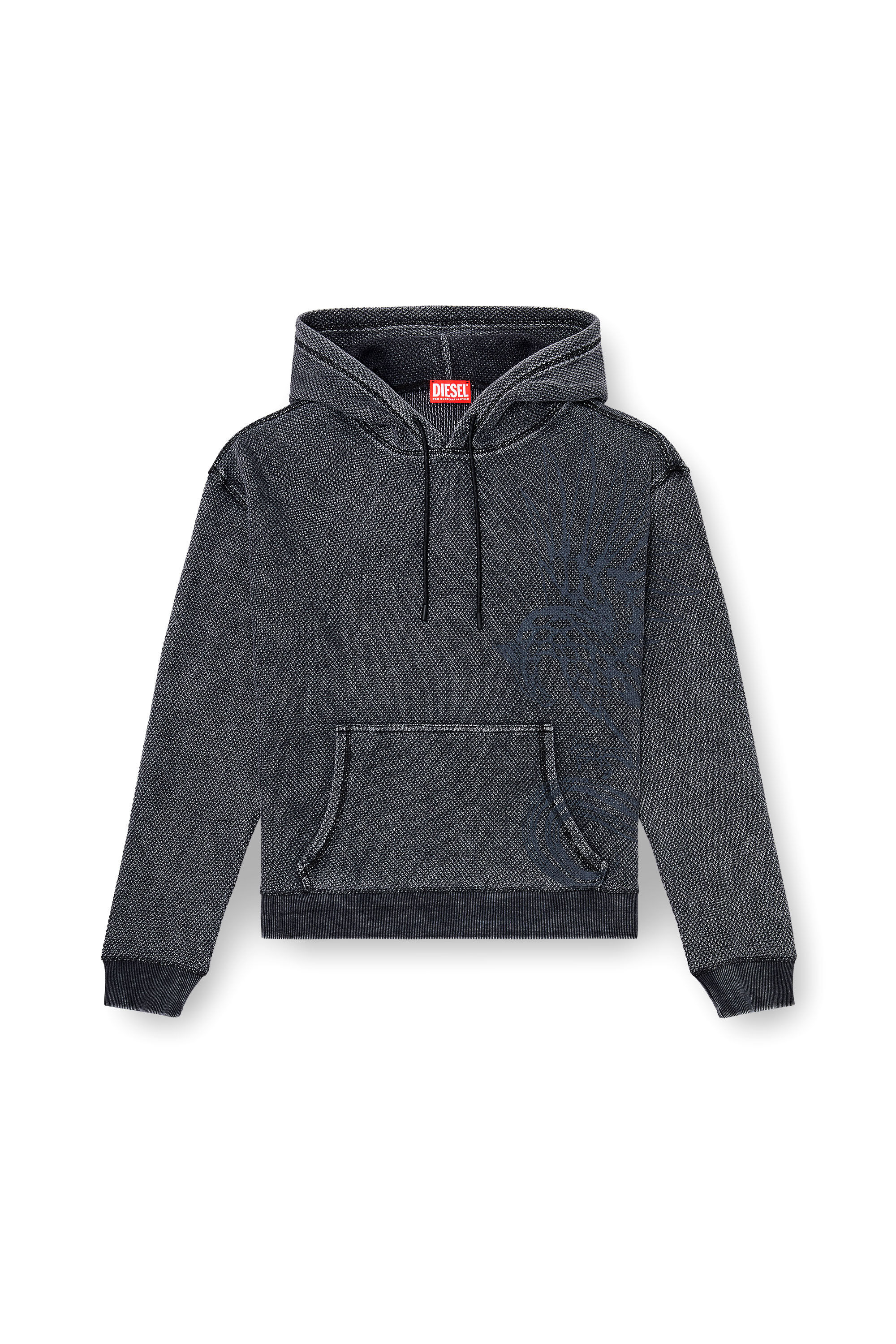 Diesel - S-NORM-HOOD-AA1, Sudadera con capucha de malla de algod&oacute;n texturizada Hombre in Gris - 2