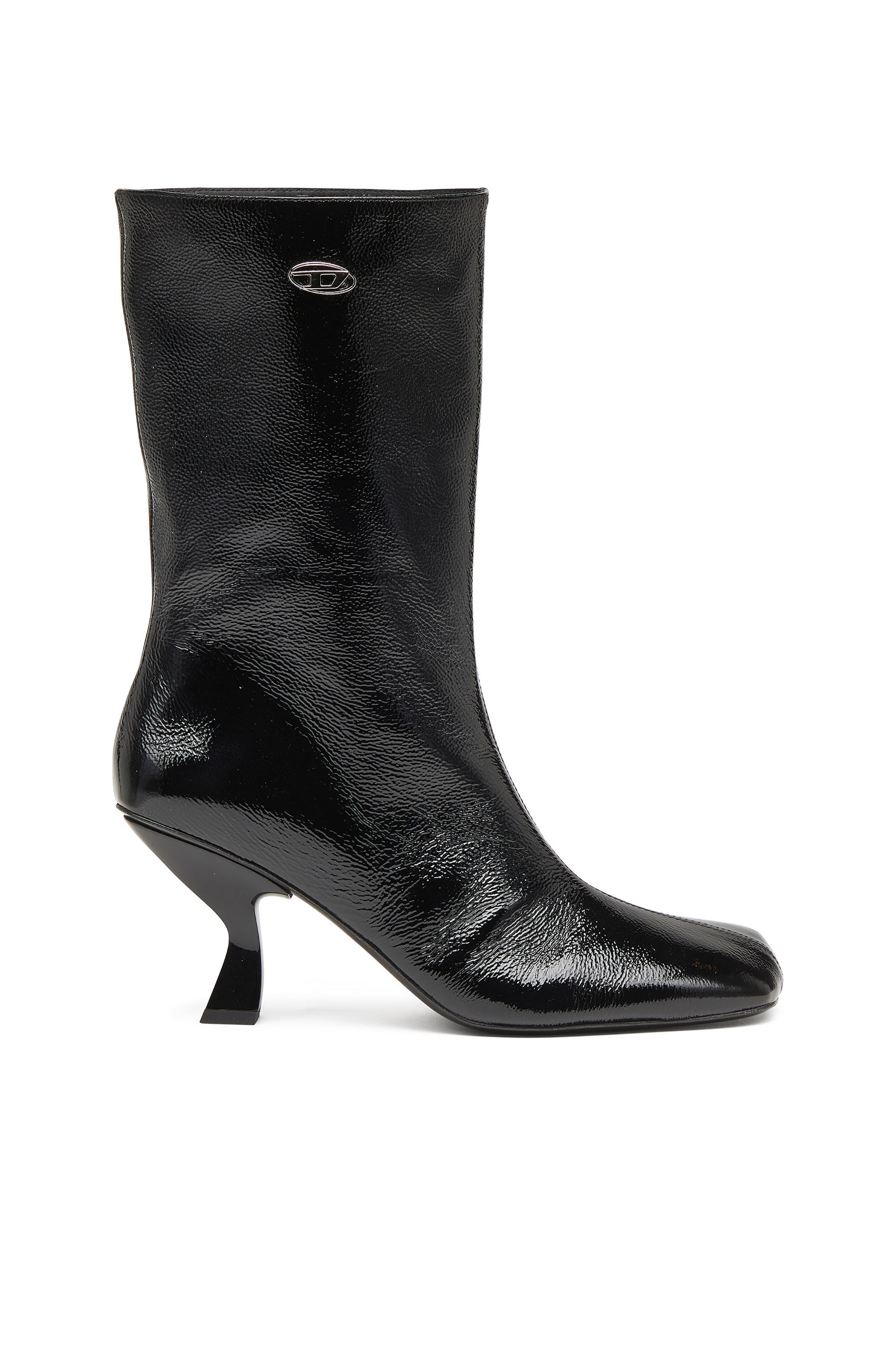 Diesel - D-AMBER TUBE 75, D-Ambar-Botines con efecto naplak y punta cuadrada Mujer in Negro - 1