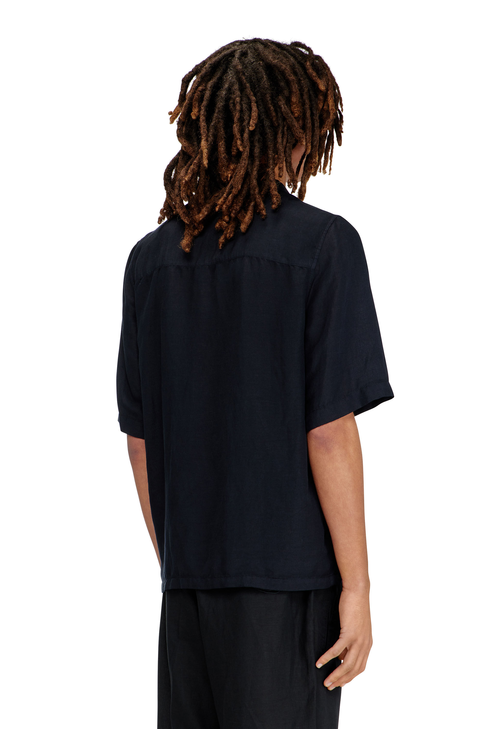 Diesel - S-BRACK-PGBS, Camisa de mezcla de lino con manga corta Hombre in Negro - 4