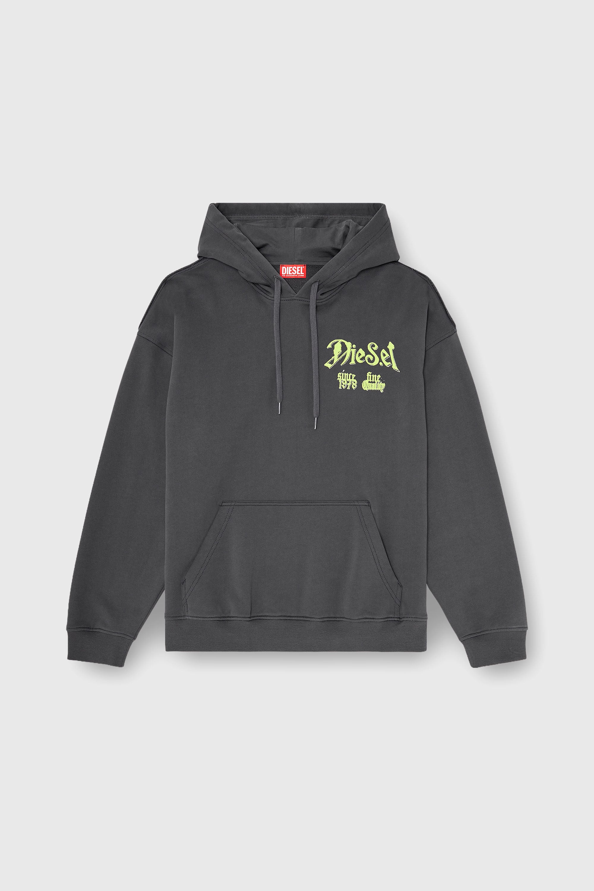 Diesel - S-BOXT-HOOD-AA2, Sudadera de algod&oacute;n con gr&aacute;ficos flocados Hombre in Gris - 2