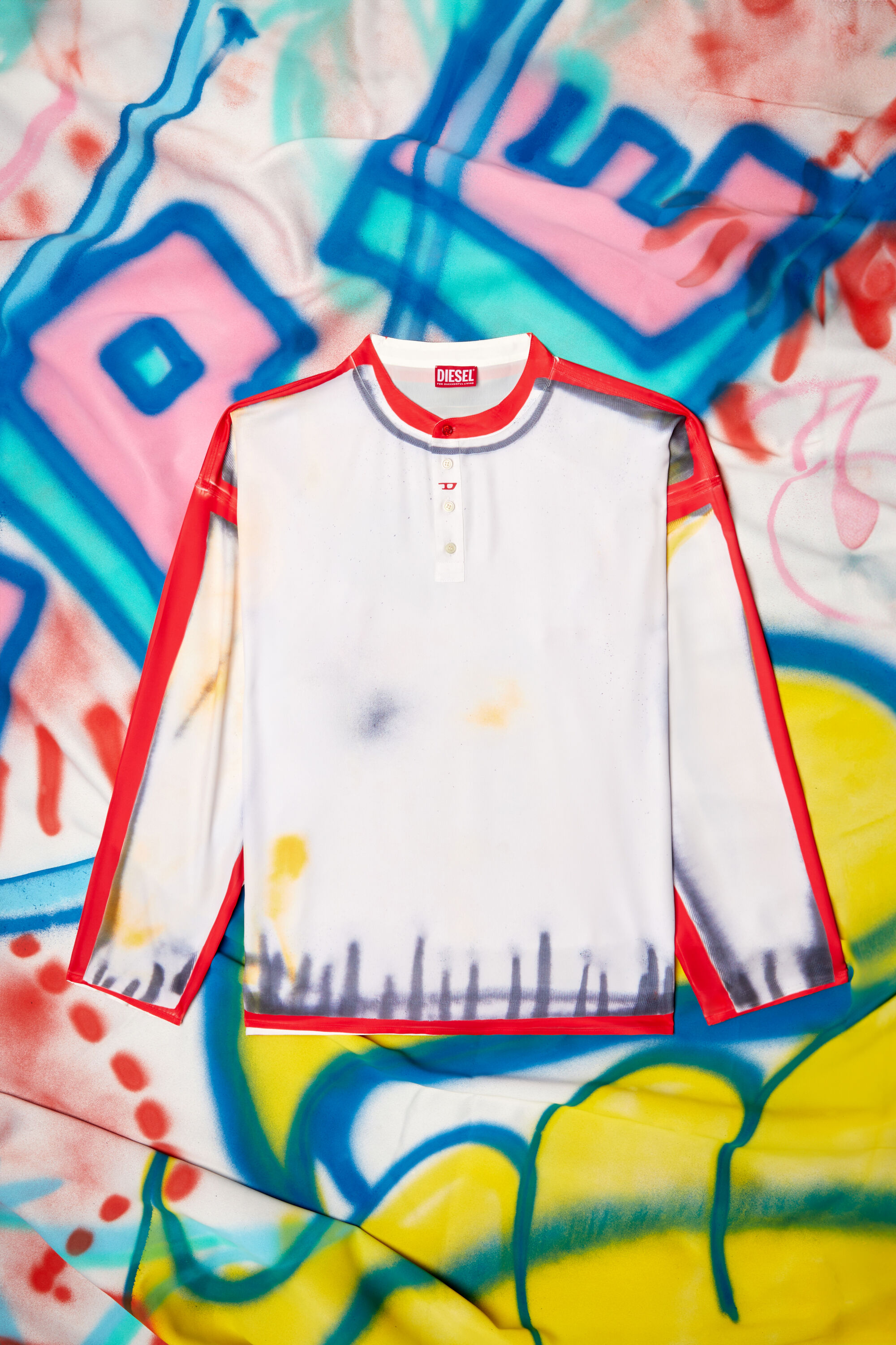 Diesel - T-OLAVI-A-SER-GRAFFITI-USA, Top Henley con estampado graffiti Unisex in Multicolor - 2