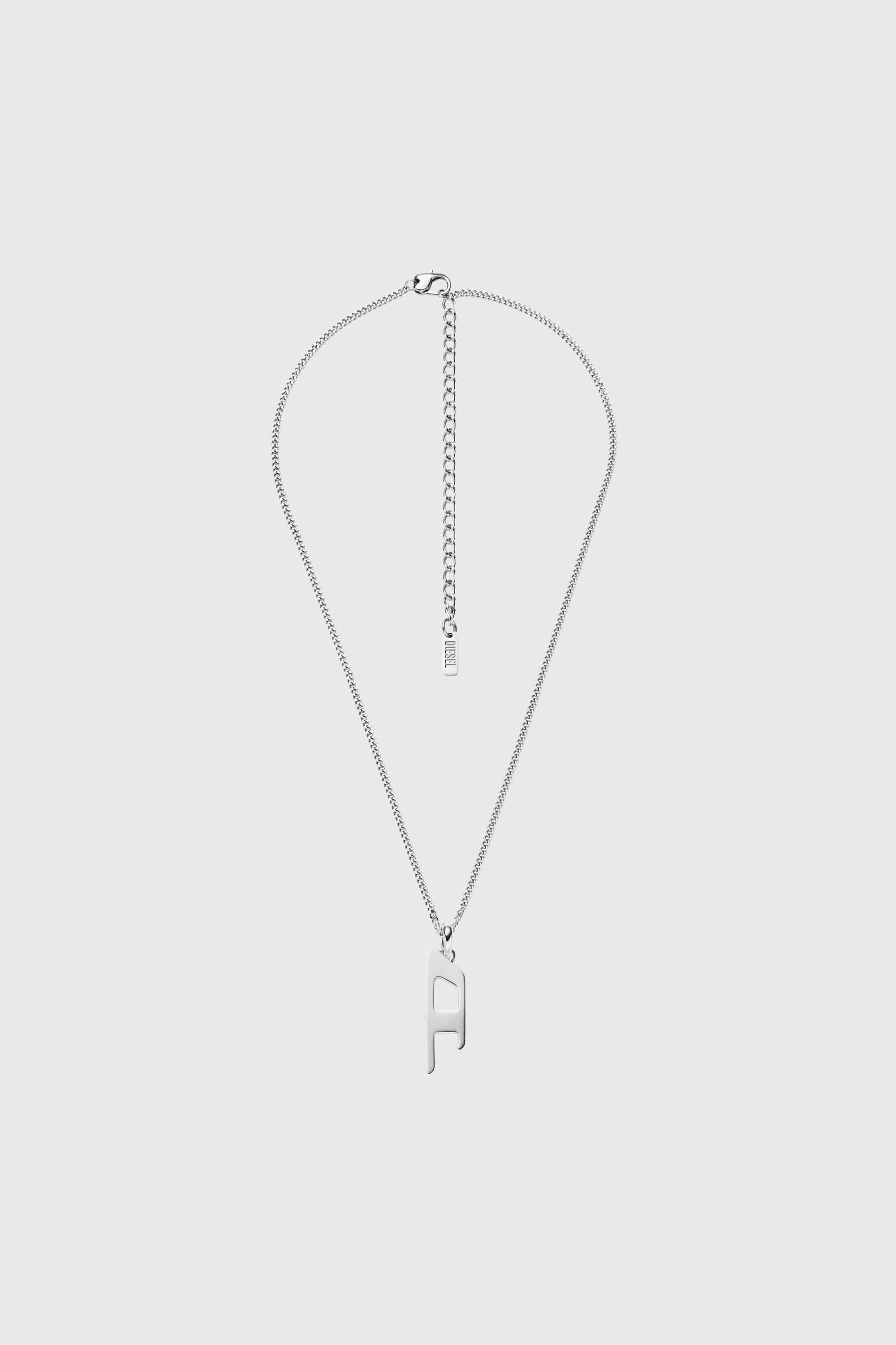 Diesel - DX1625040 JEWELLERY, Collar con colgante del logo D en acero inoxidable Unisex in Plateado - 1