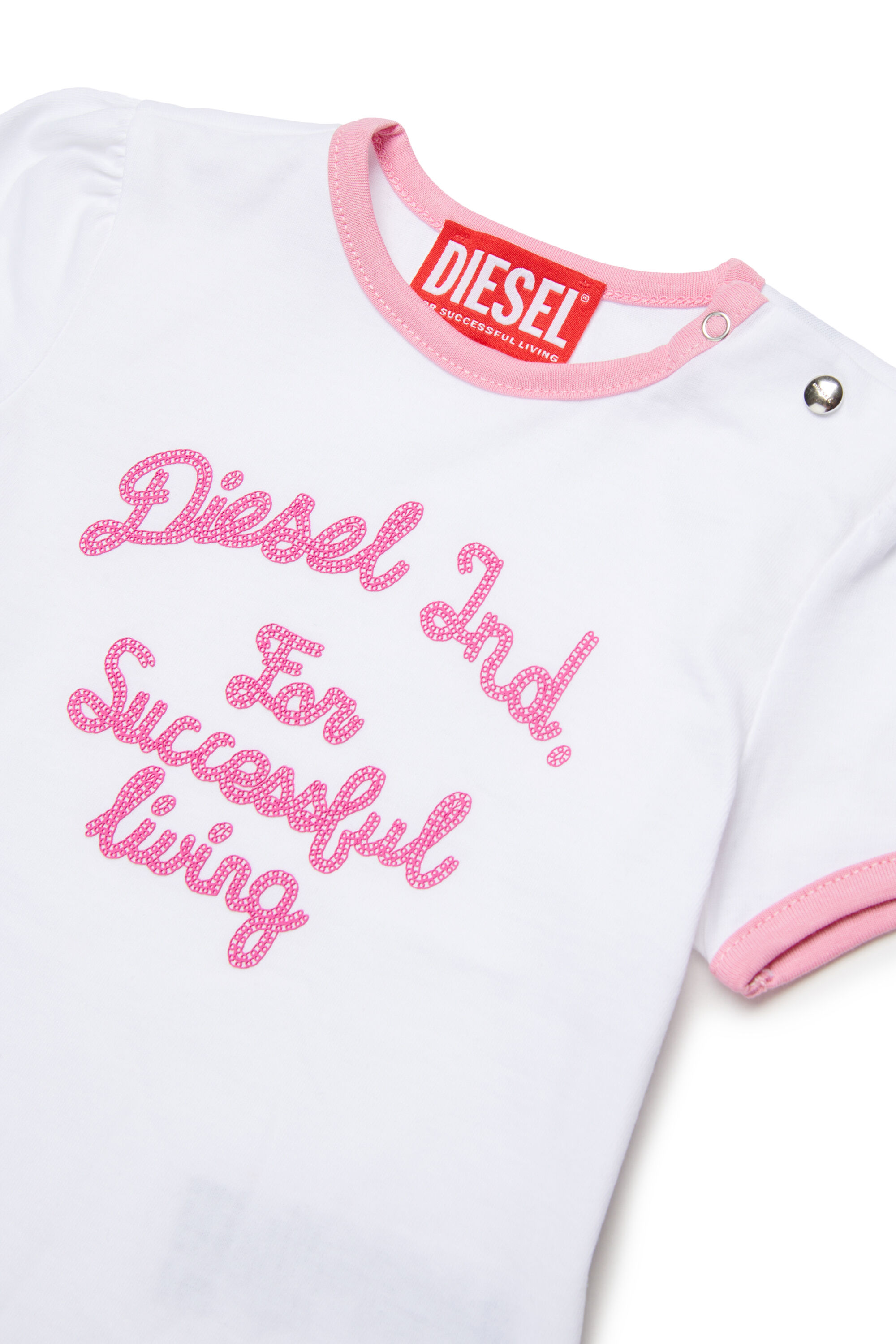 Diesel - TELAB, Camiseta Ring con bordado Mujer in Blanco - 3