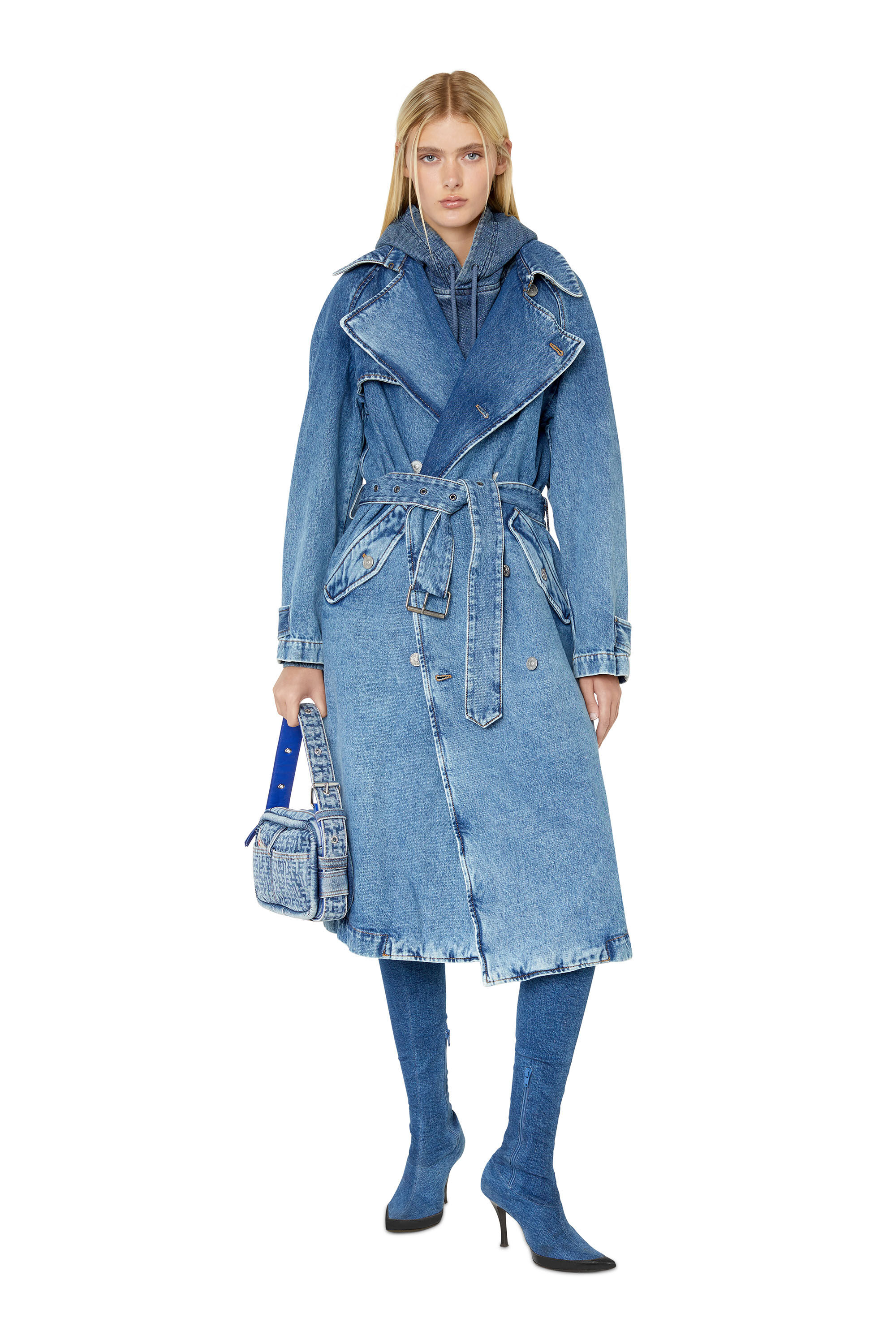 Diesel - D-DELIRIOUS DOUBLE BREASTED TRENCH COAT, Azul medio - Image 7