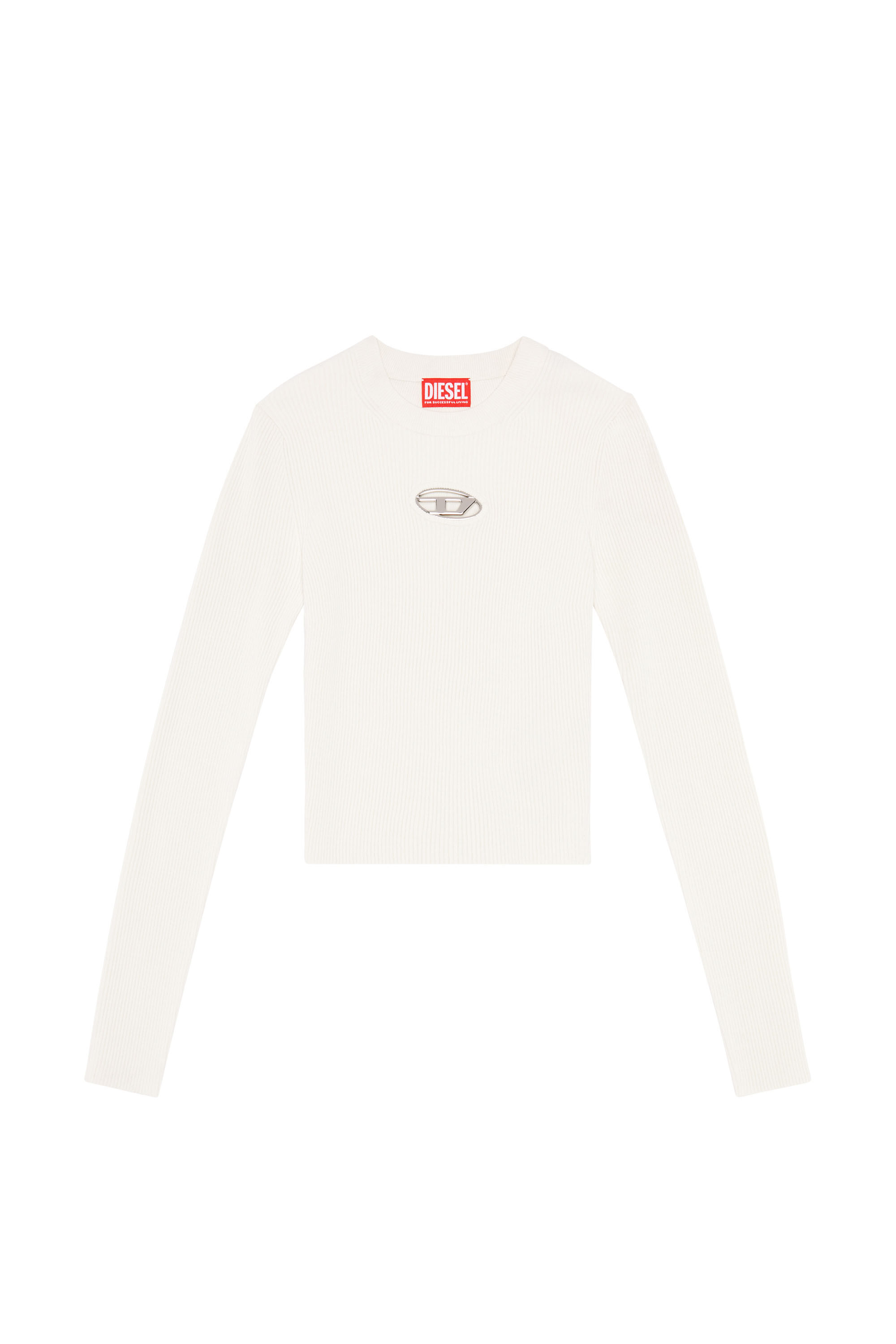Diesel - M-VALARY, Woman Ribbed-knit long-sleeve top in White - Image 2