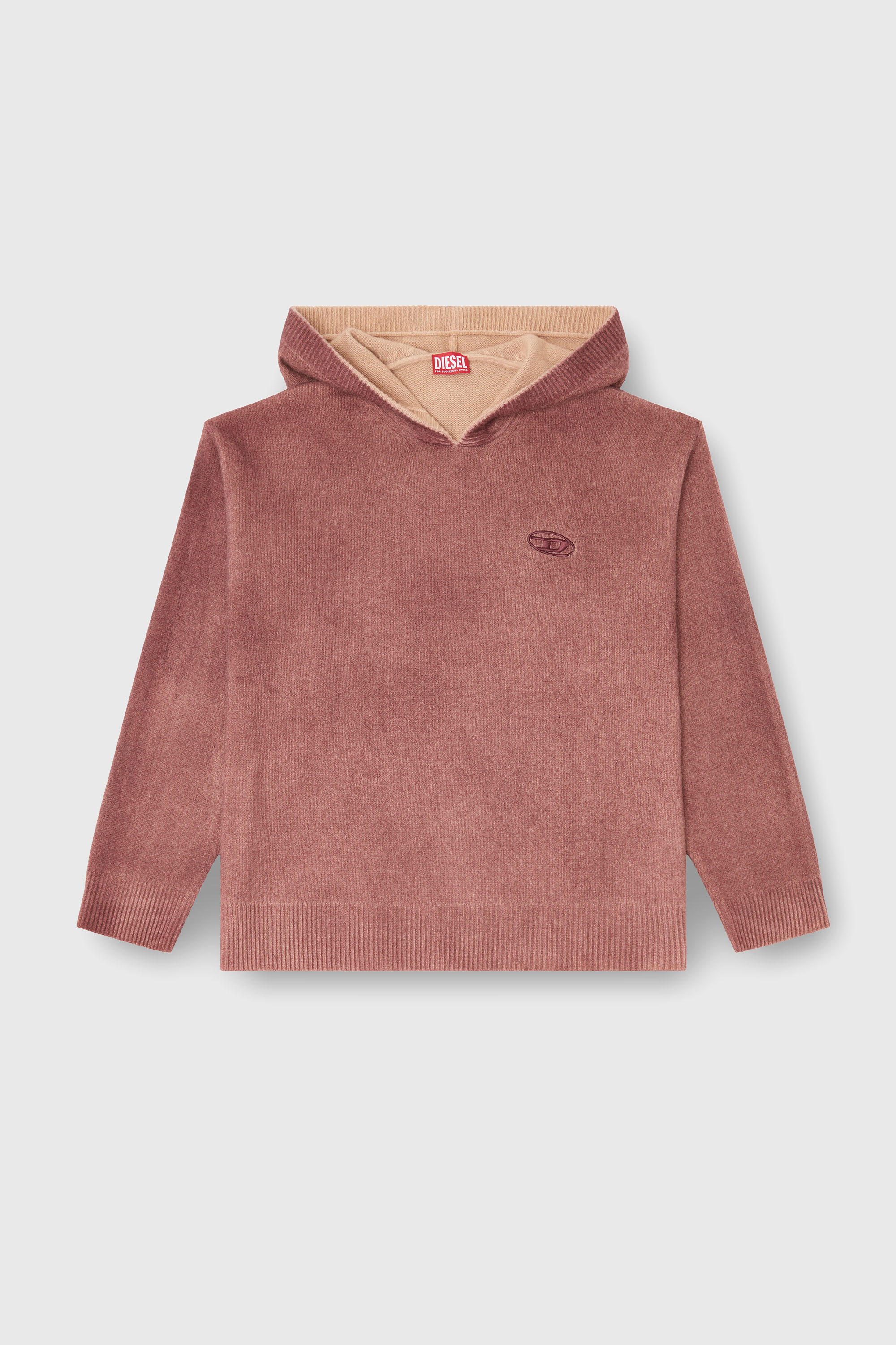 Diesel - K-PICKLED, Sudadera con capucha te&ntilde;ida doble en punto mezcla de lana Hombre in Rojo - 2