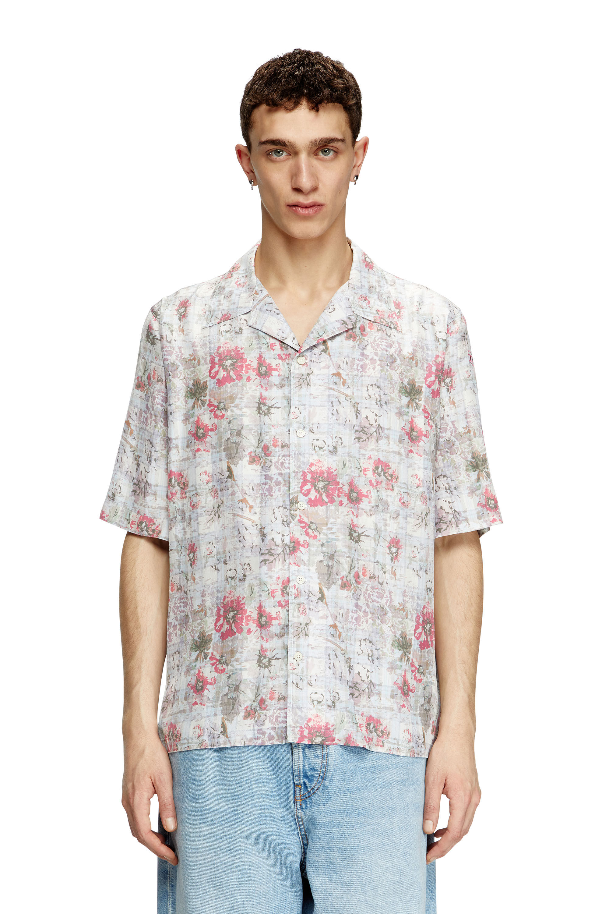 Diesel - S-LEYS, Camisa de bolos con estampado floral Hombre in Multicolor - 3