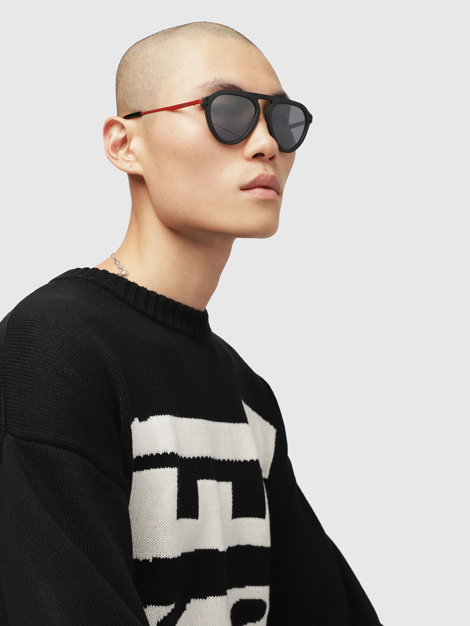 Diesel - DL0277, Gafas de sol estilo aviador en acetato Hombre in Negro - 4