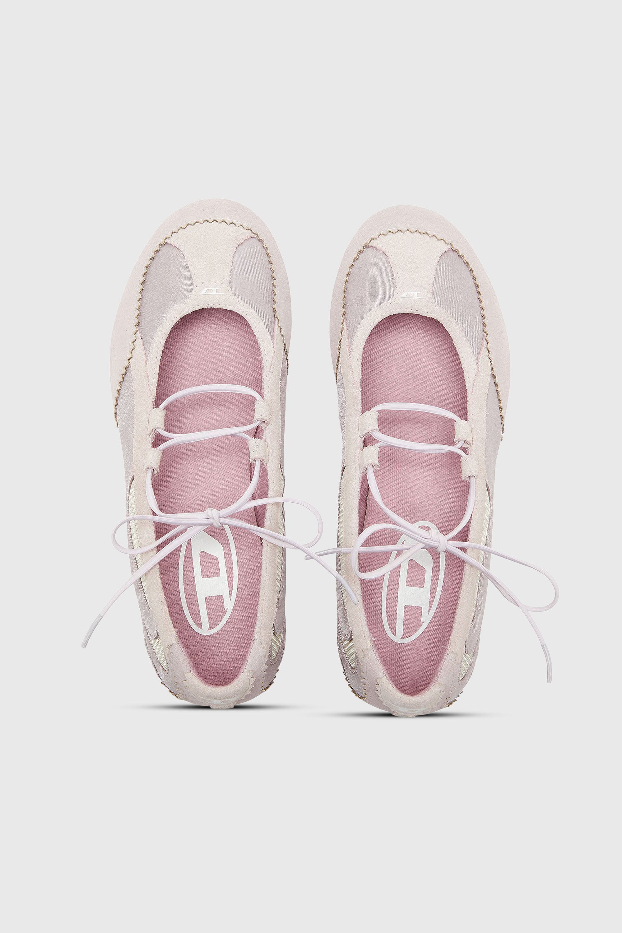 Diesel - D-MILE BALLERINA LACE UP II W, D-Mile - Bailarinas con cordones en piel y malla Mujer in Rosa - 4