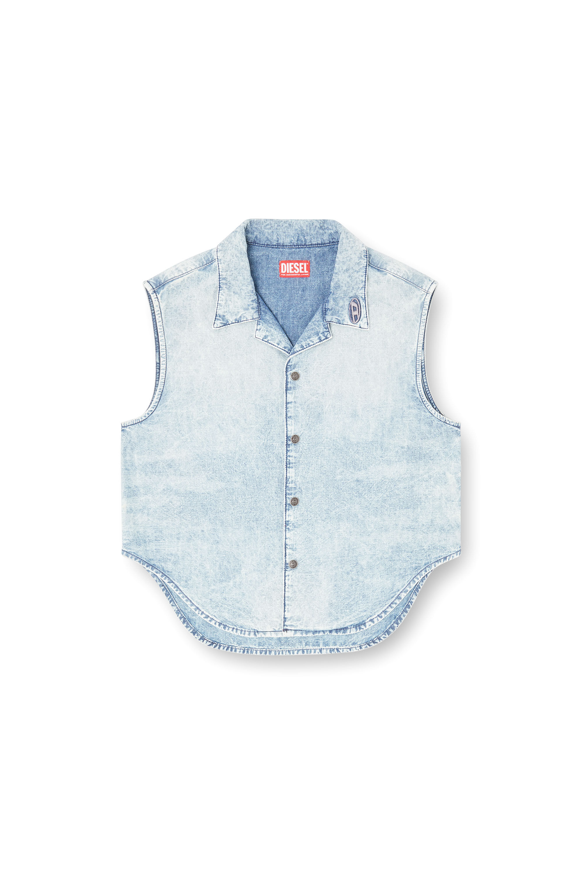 Diesel - DE-NABI-S, Top sin mangas en denim efecto mármol Mujer in Azul marino - 2