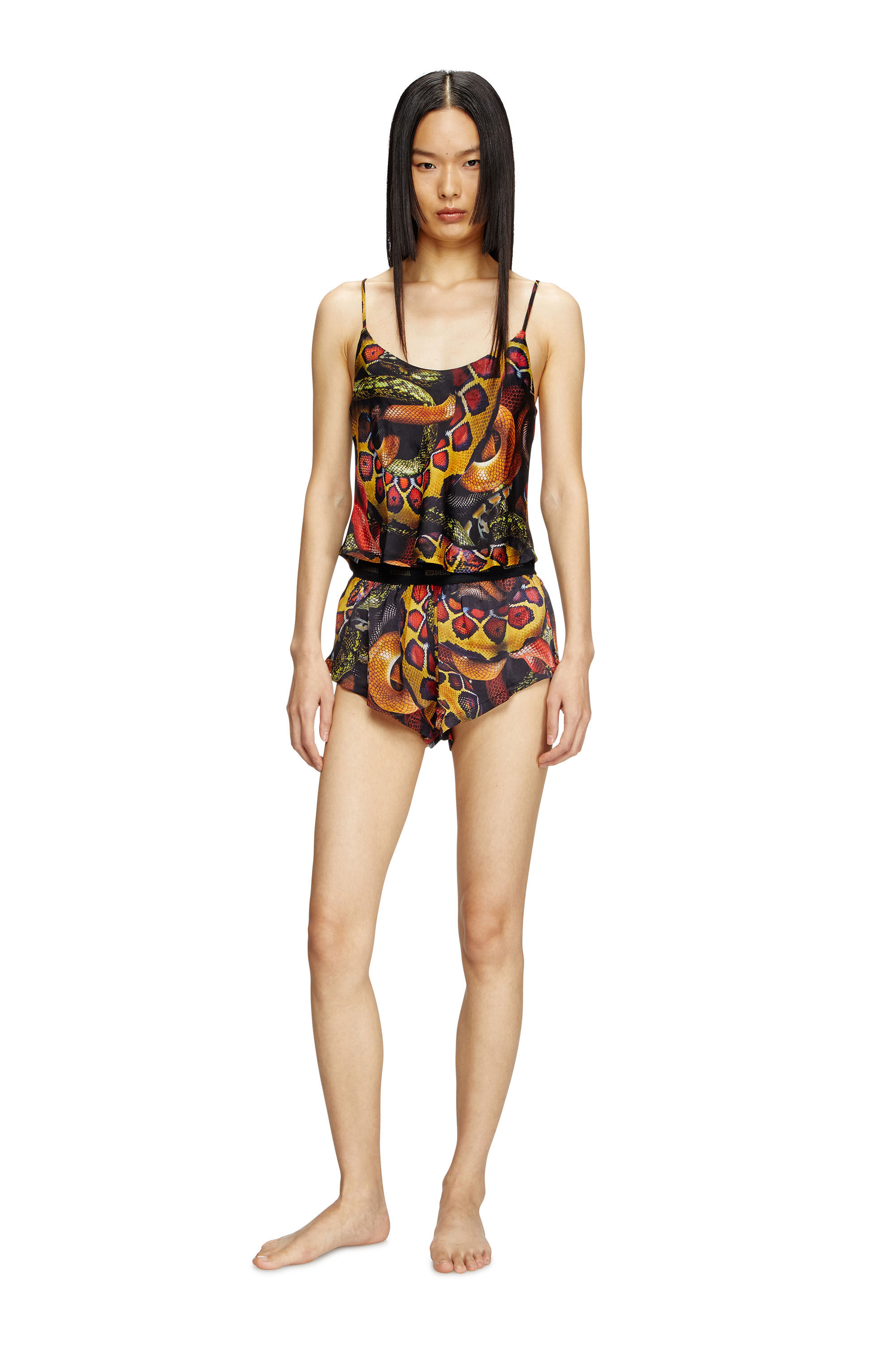 Diesel - SET-IVONE-SNAKE, Conjunto de pijama de satén con estampado de serpiente Mujer in Multicolor - 1