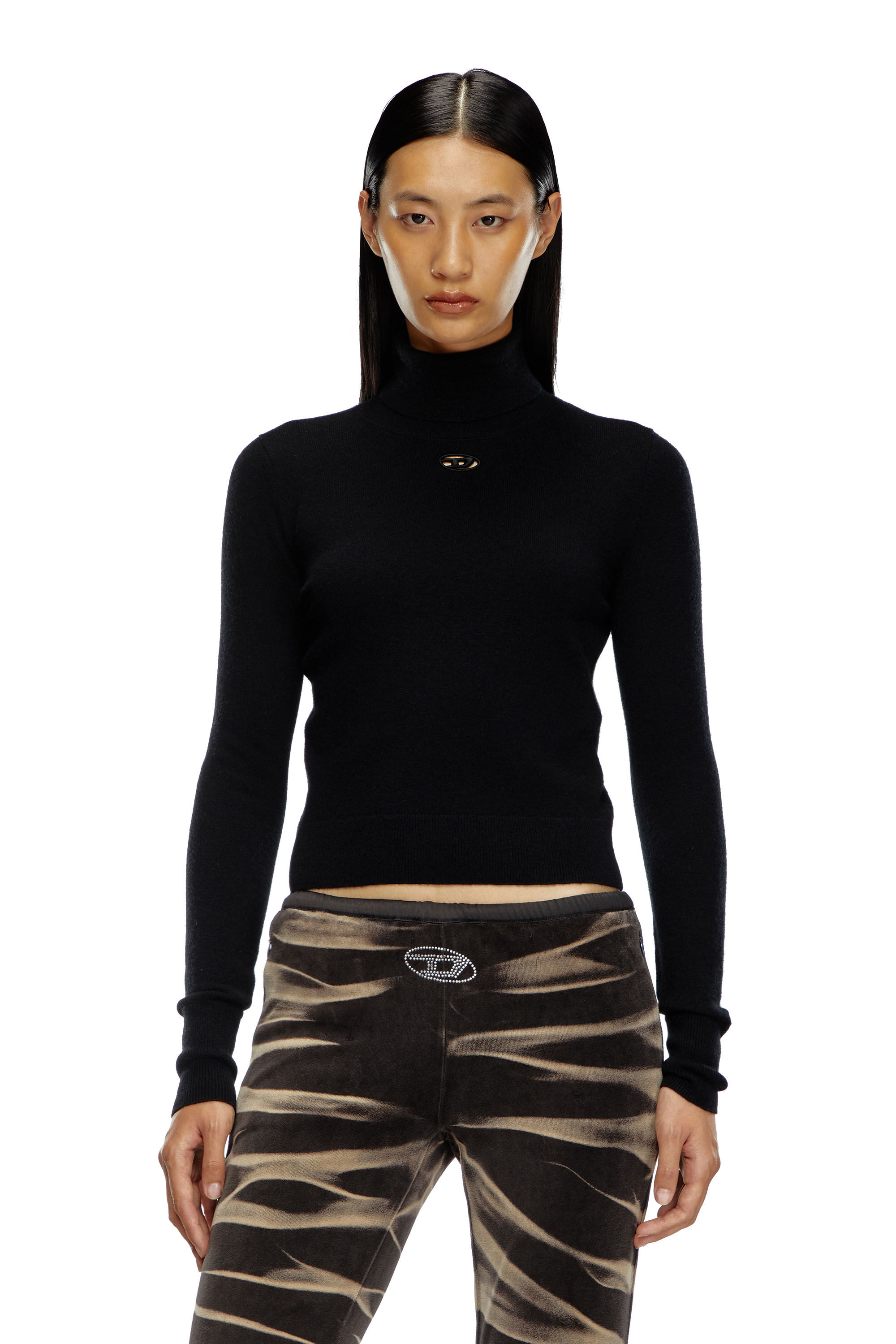 Diesel - M-AREESAX-TN, Jersey con cuello alto de lana y cachemira Mujer in Negro - 3