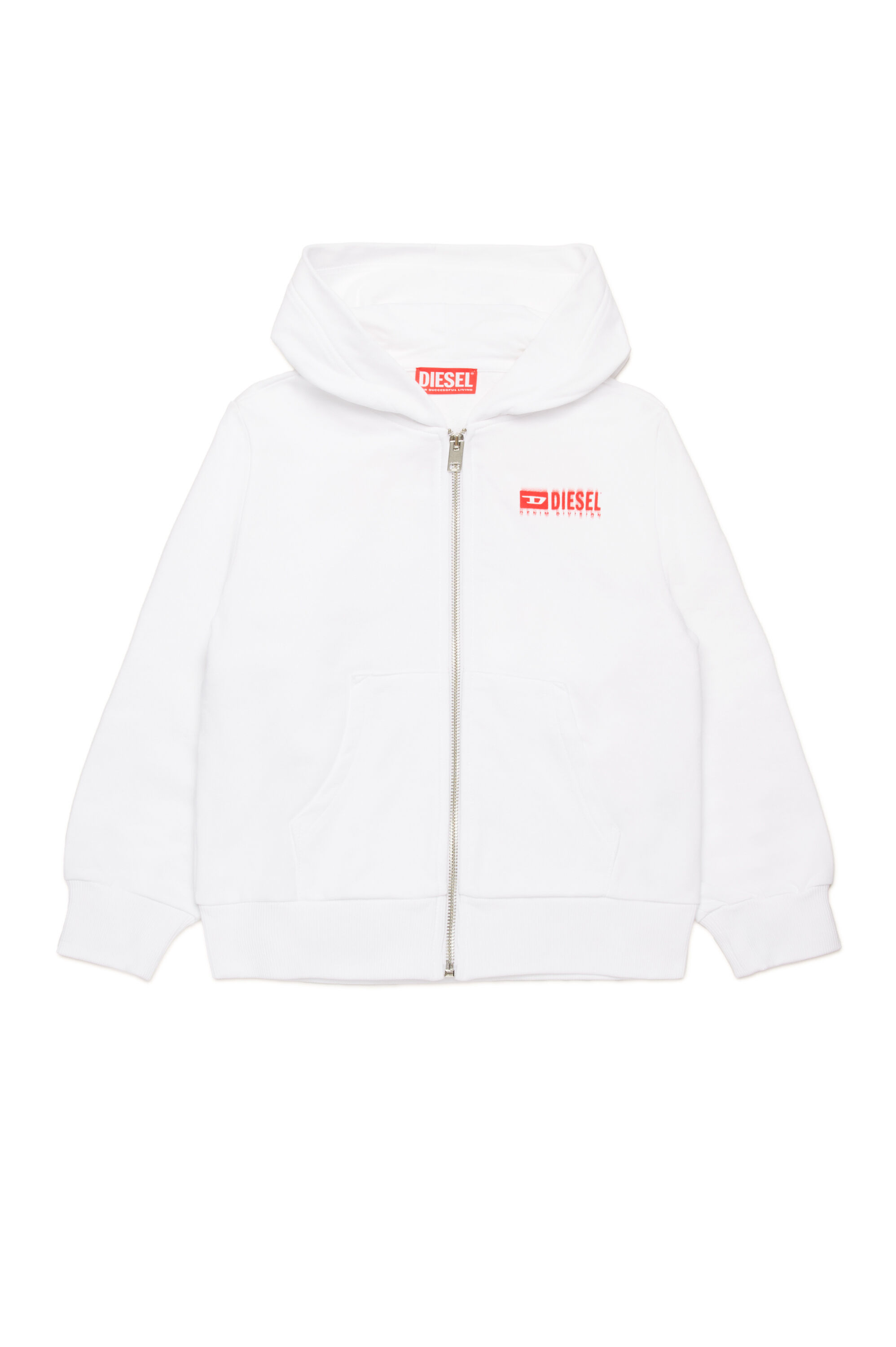 Zip up hoodie with smudged logo White 4 16 YEARS Boys Diesel